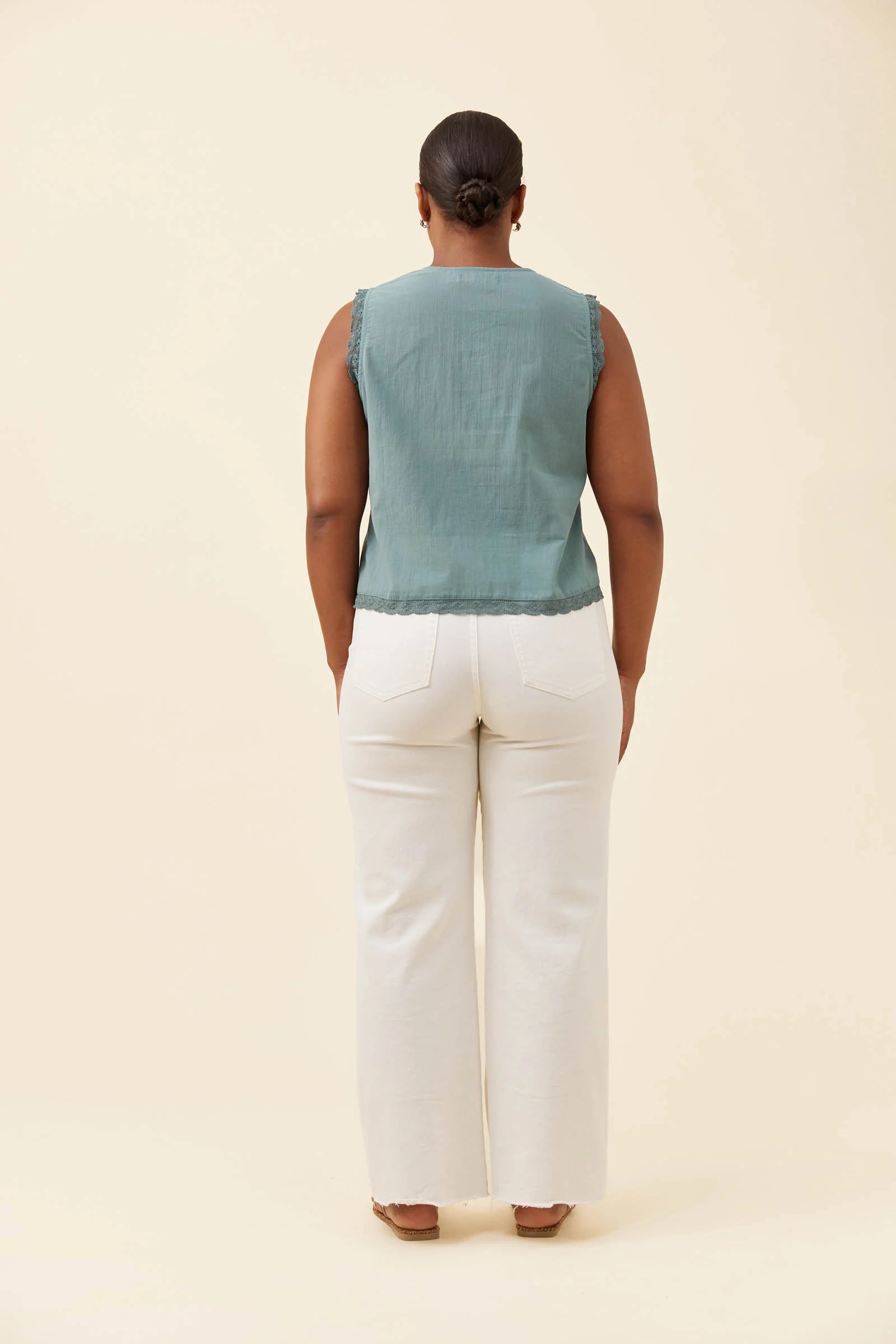 Isle of Mine Frances Button Tank Soft Teal