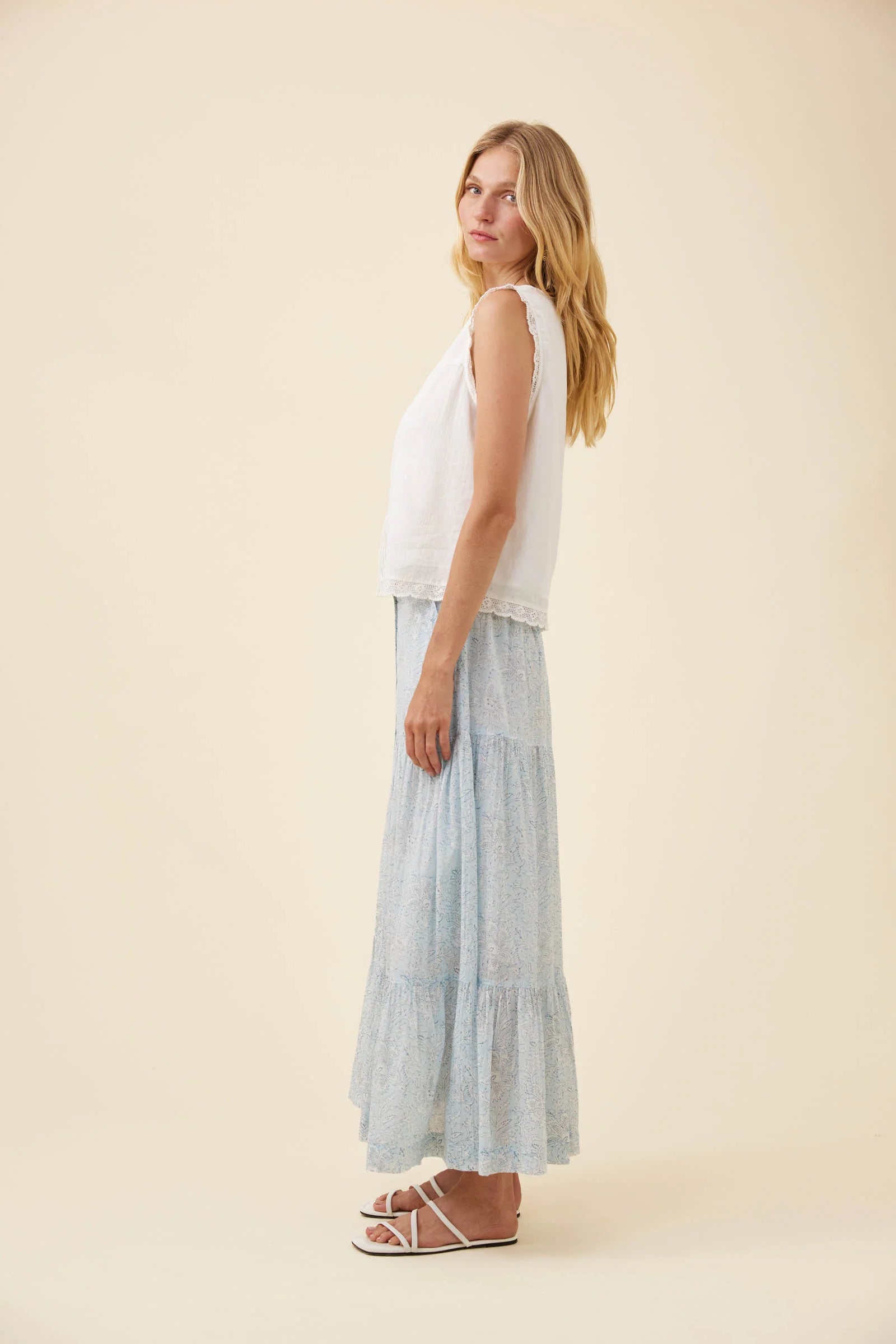 Isle of Mine Frances Button Tank White