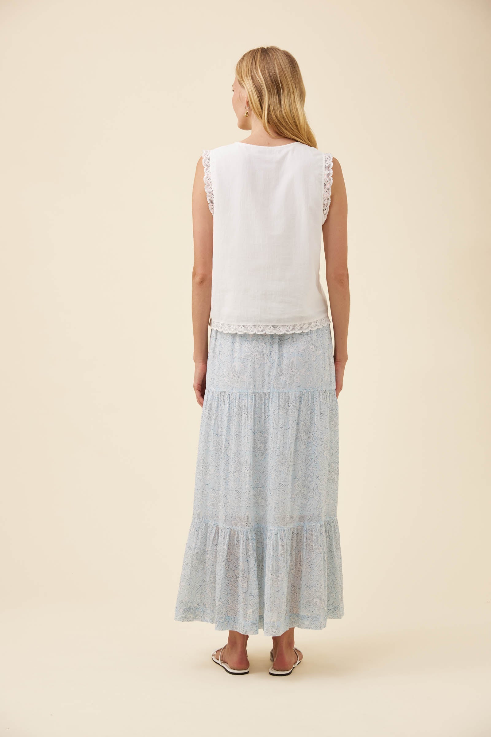 Isle of Mine Frances Button Tank White