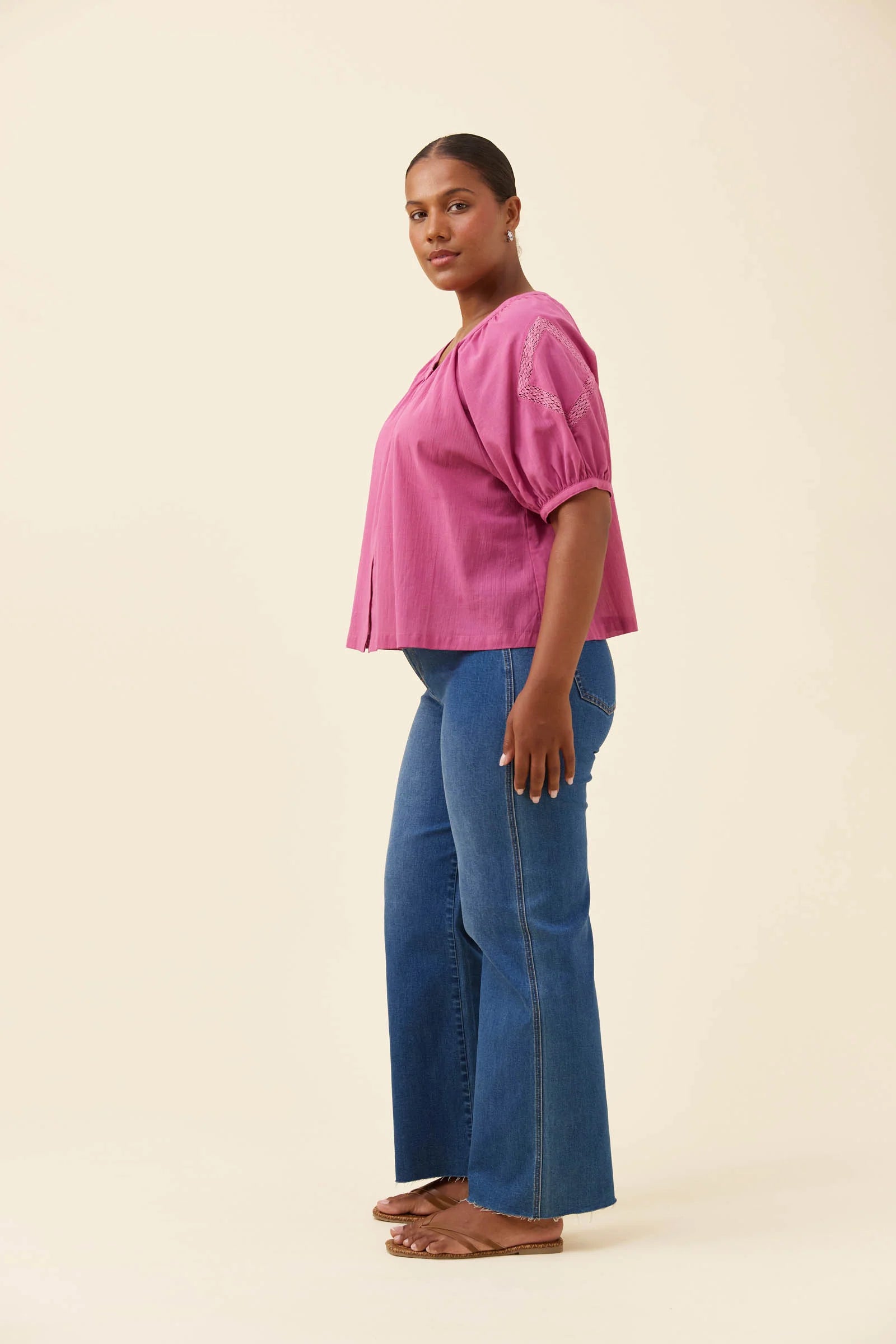 Isle of Mine Frances Button Top Magenta