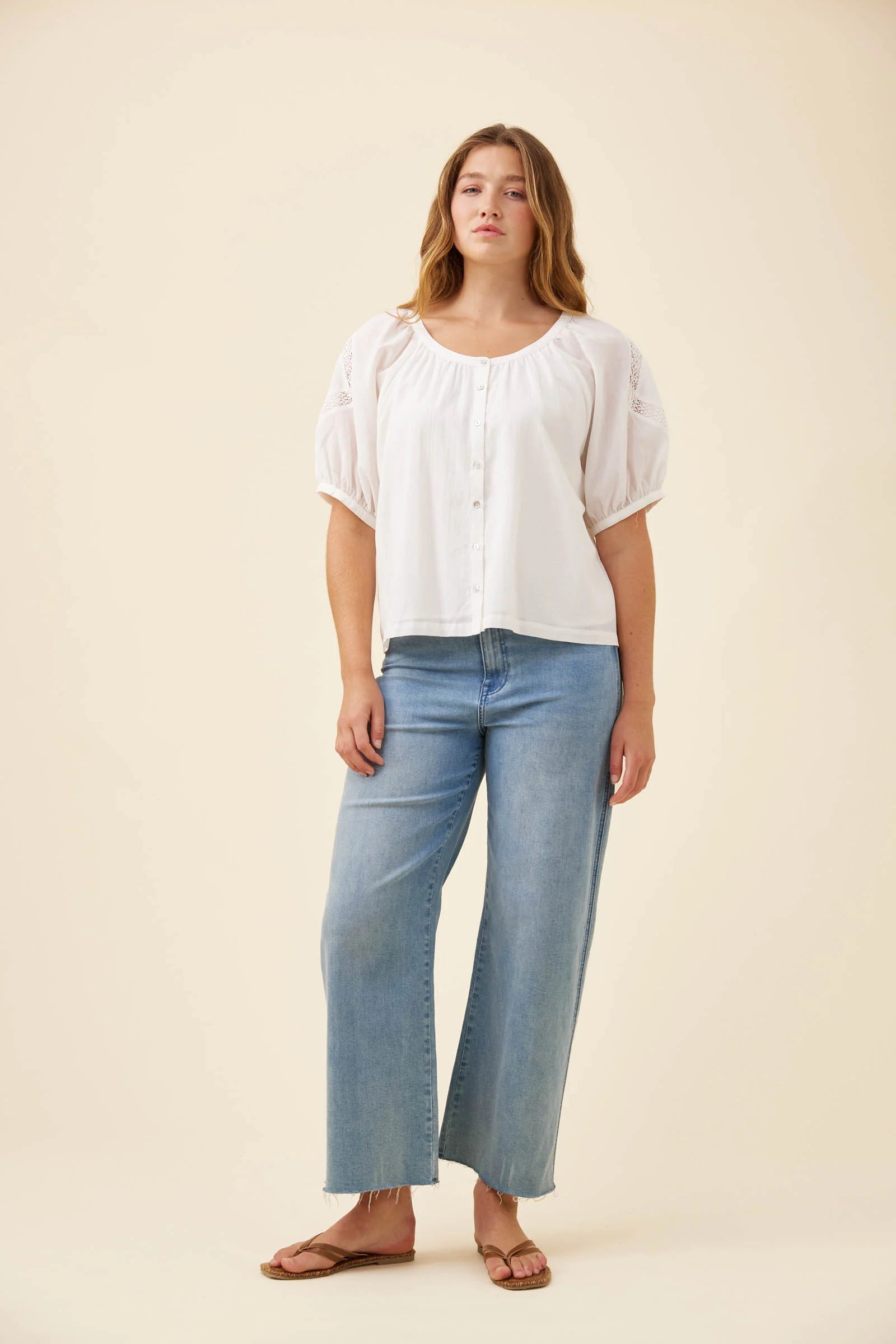 Isle of Mine Frances Button Top White