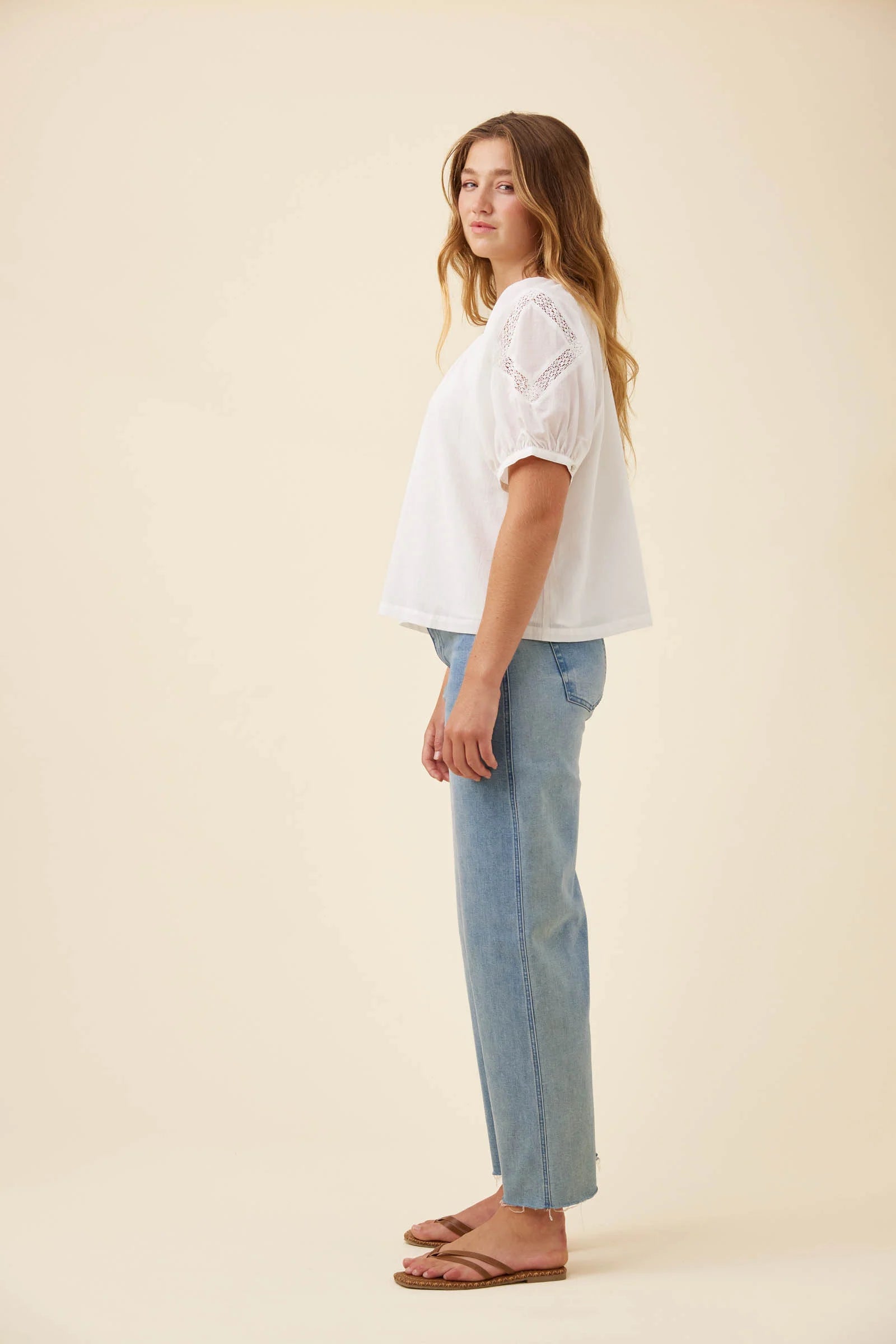 Isle of Mine Frances Button Top White