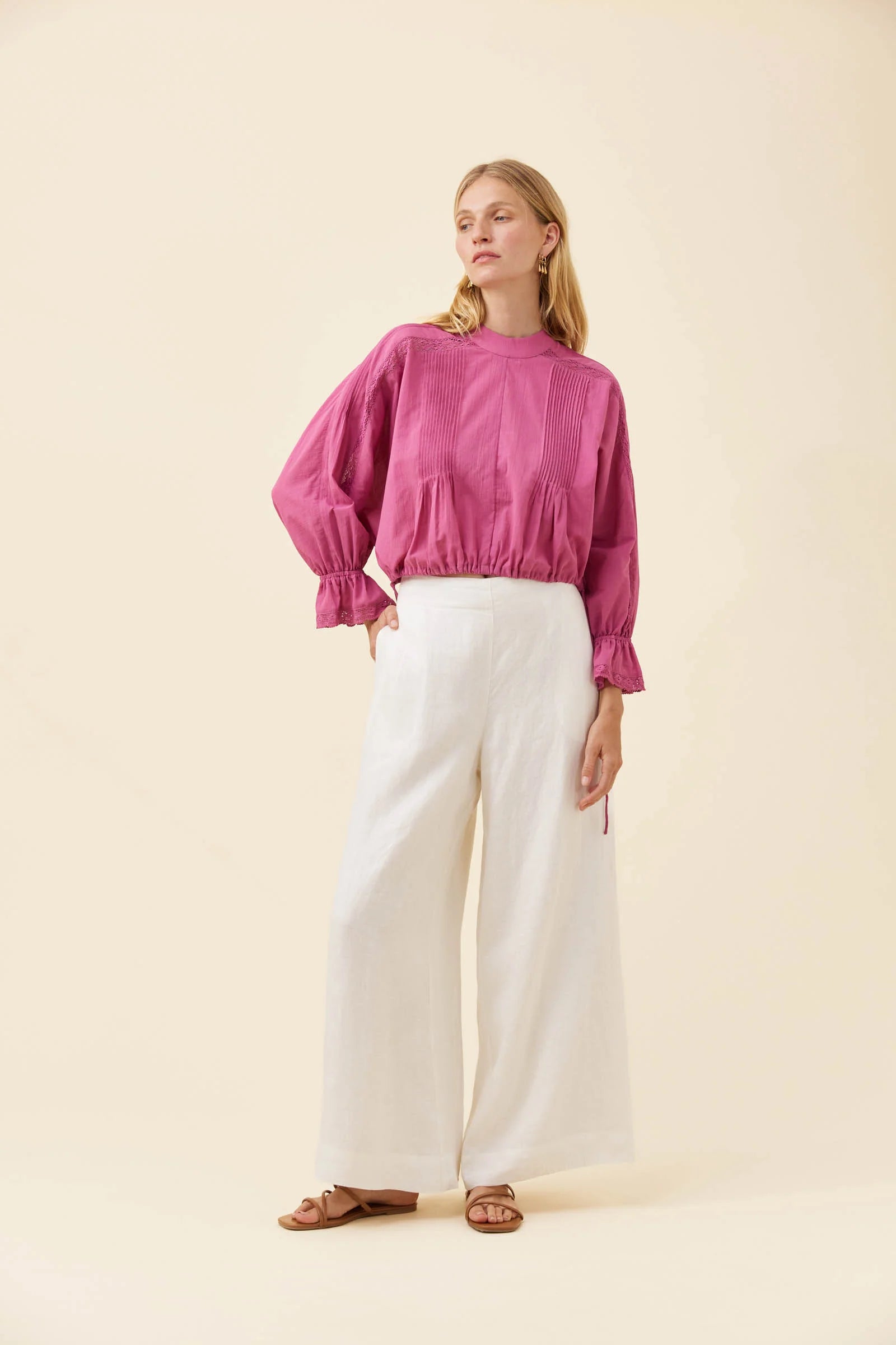Isle of Mine Frances Drawstring Top Magenta