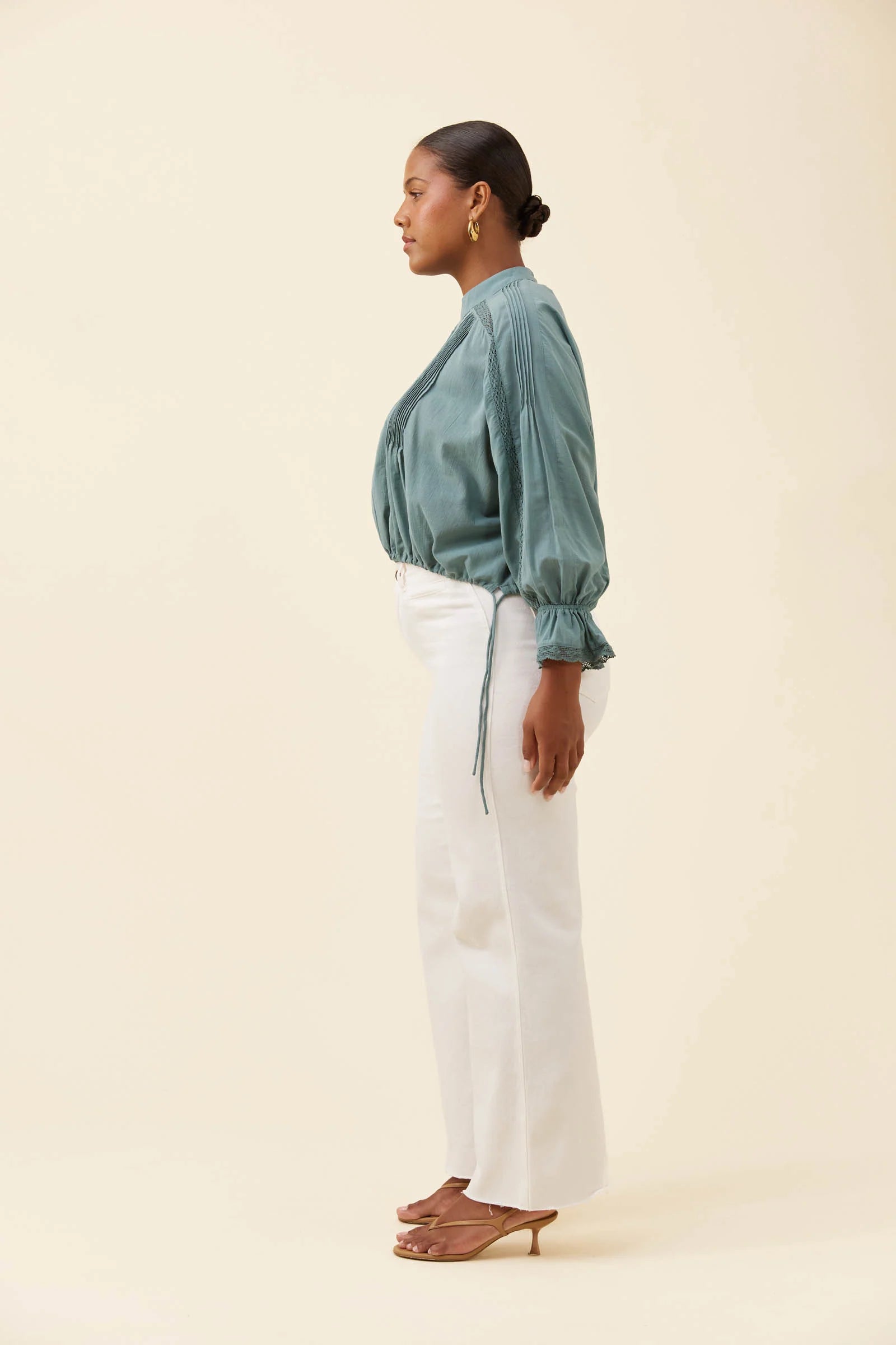 Isle of Mine Frances Drawstring Top Soft Teal