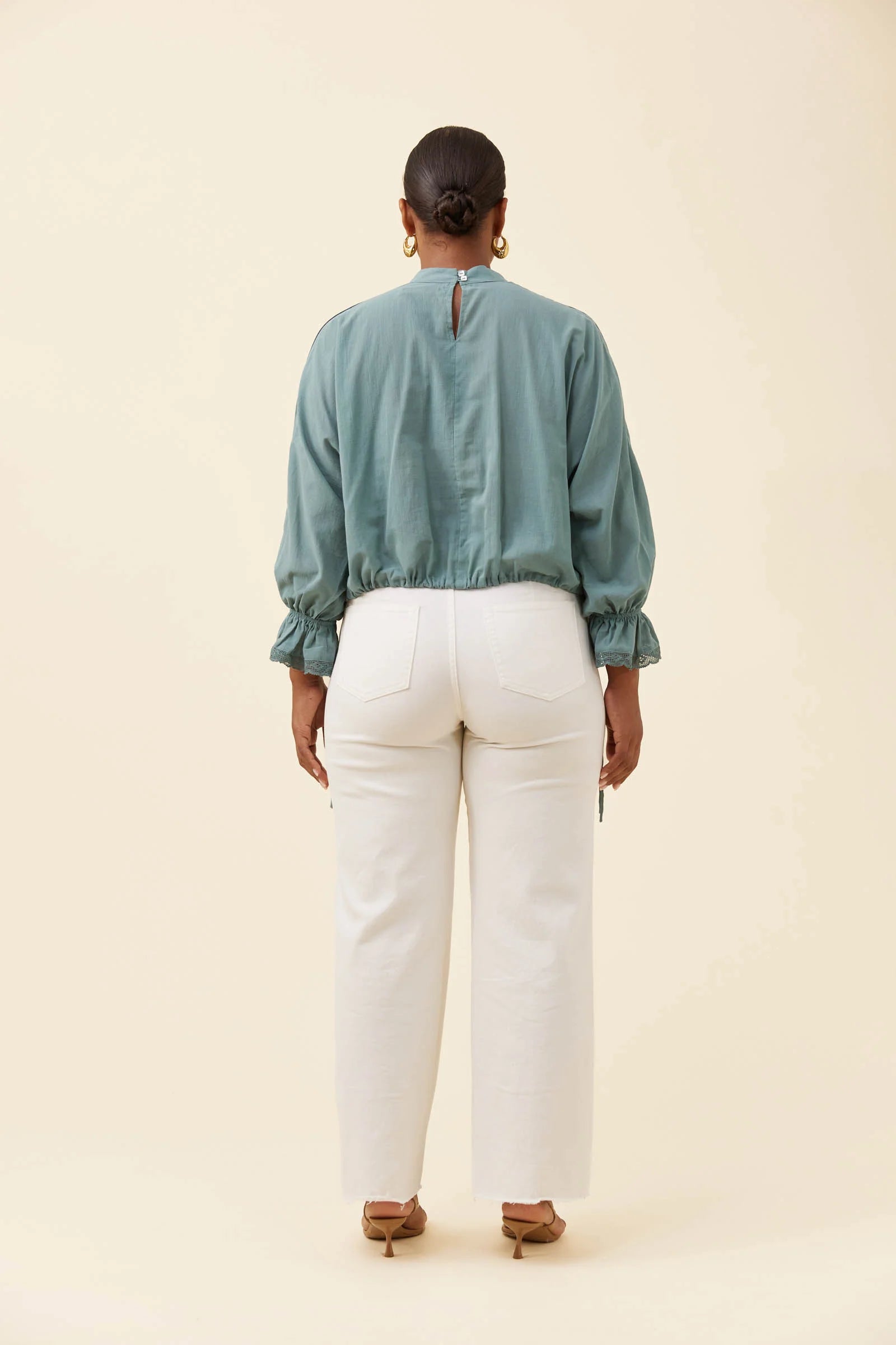 Isle of Mine Frances Drawstring Top Soft Teal