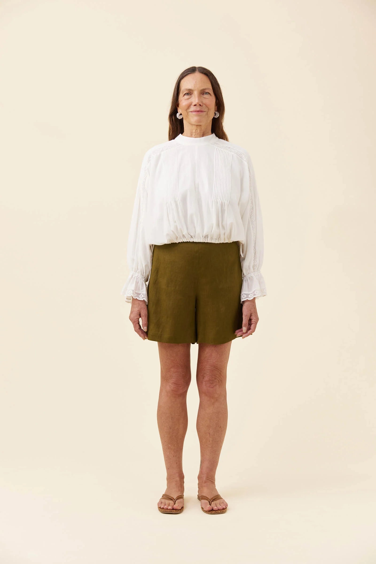 Isle of Mine Frances Drawstring Top White