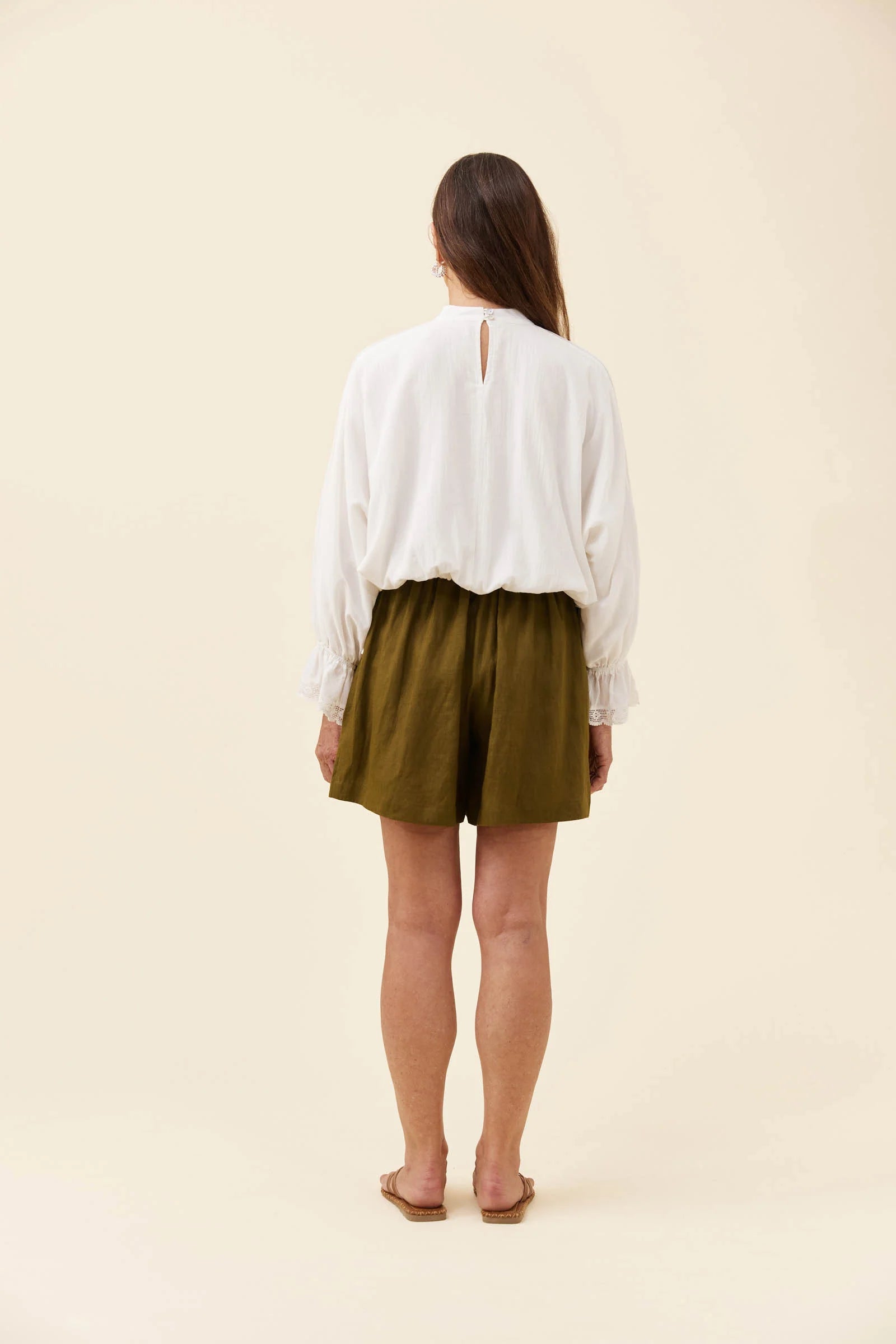 Isle of Mine Frances Drawstring Top White