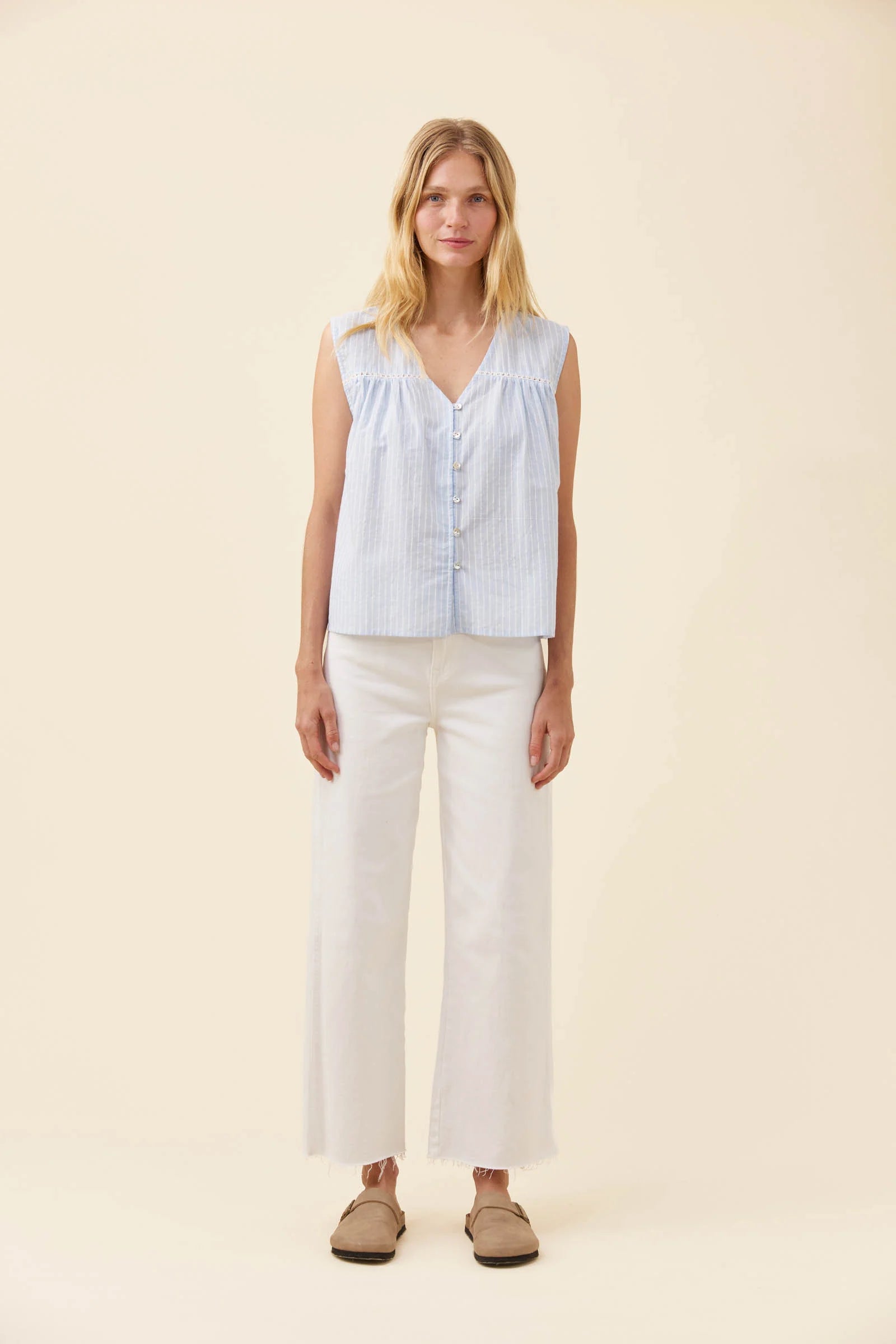 Isle of Mine Lyndell Button Tank Light Blue
