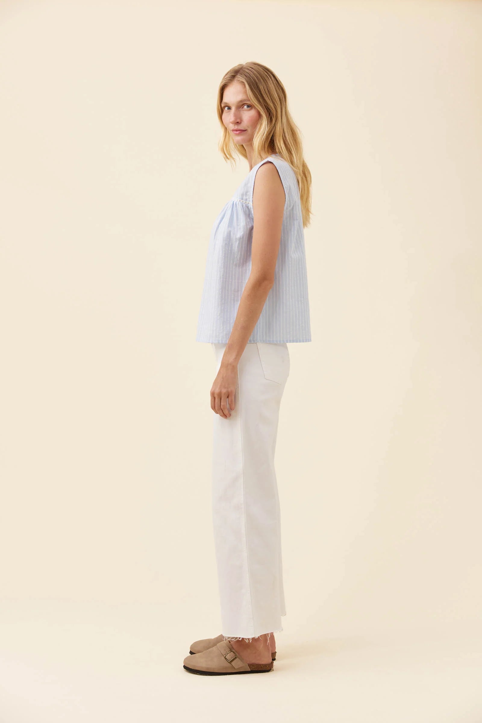 Isle of Mine Lyndell Button Tank Light Blue