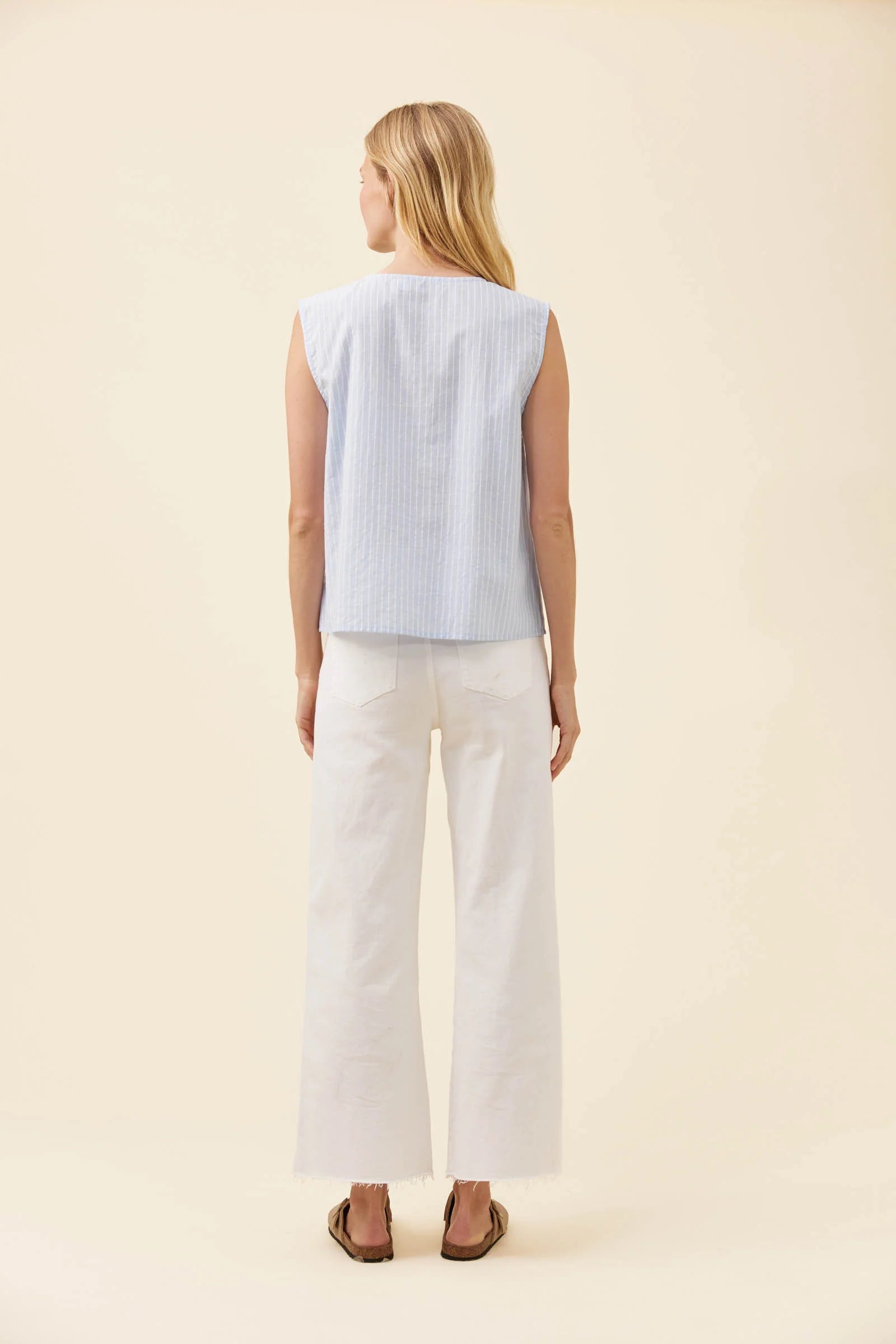 Isle of Mine Lyndell Button Tank Light Blue