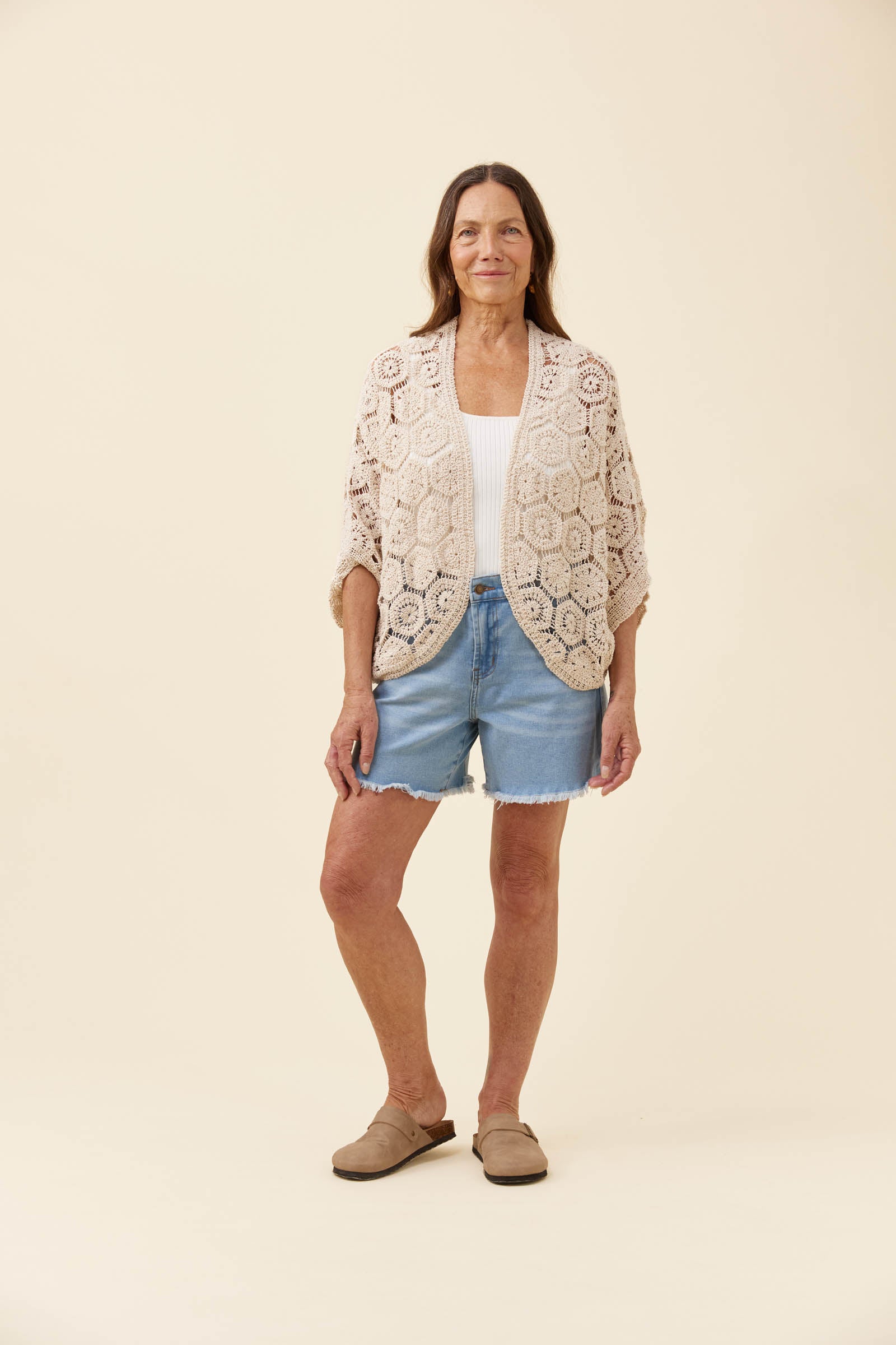 Isle of Mine Maggie Crochet Cape One Size Canvas