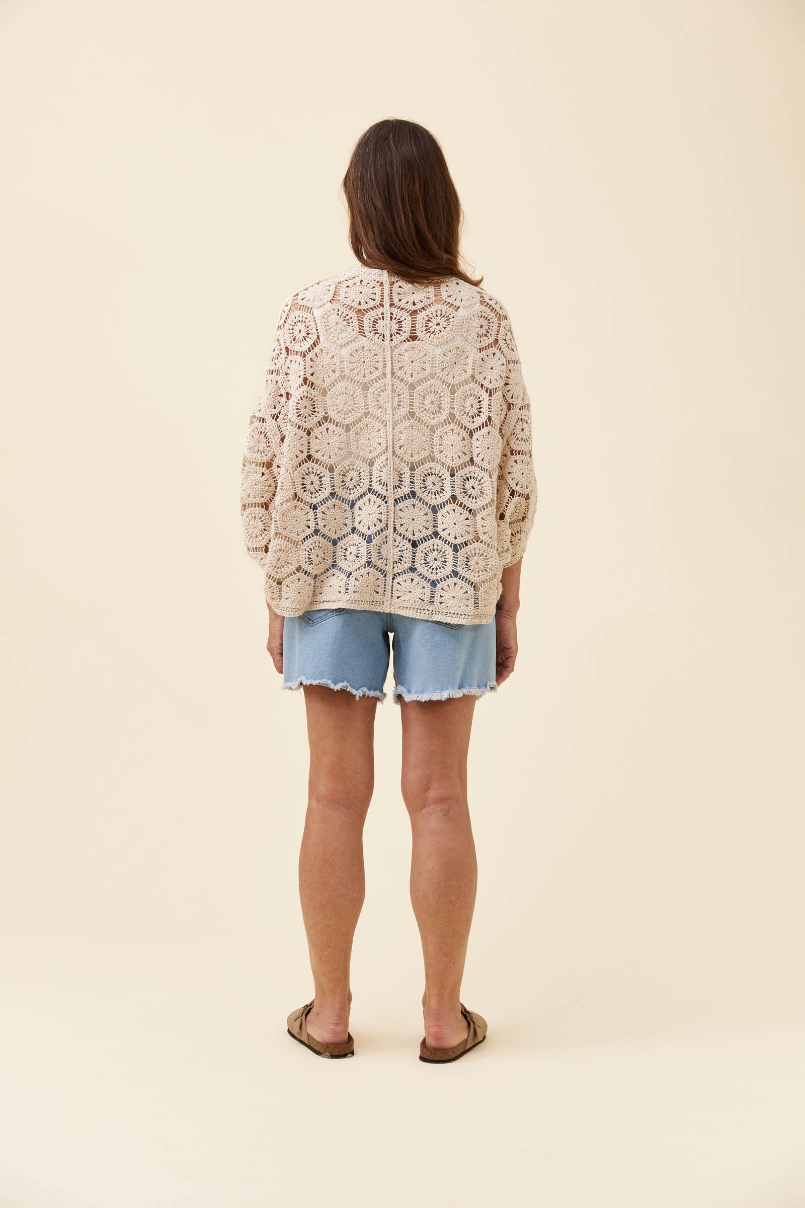 Isle of Mine Maggie Crochet Cape One Size Canvas