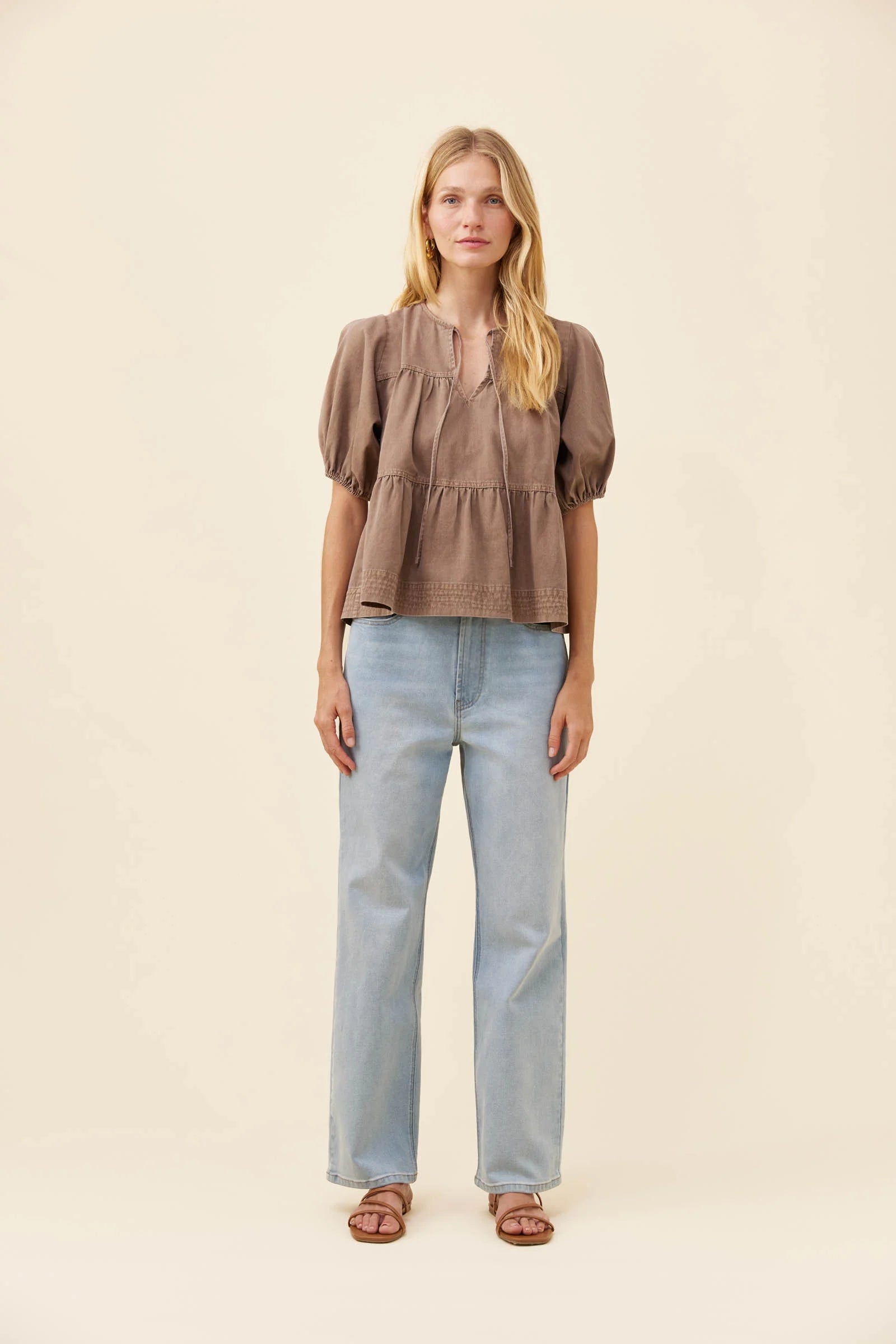 Isle of Mine Preston Tie Top Taupe