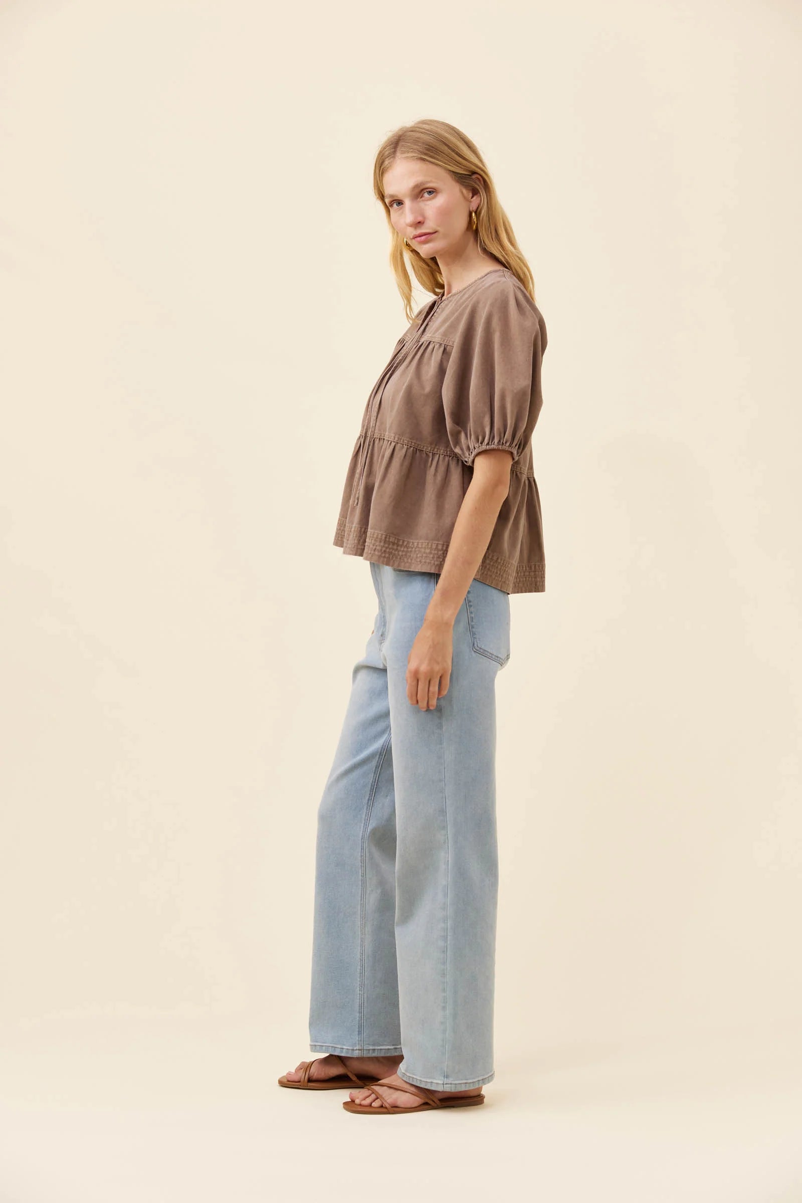 Isle of Mine Preston Tie Top Taupe