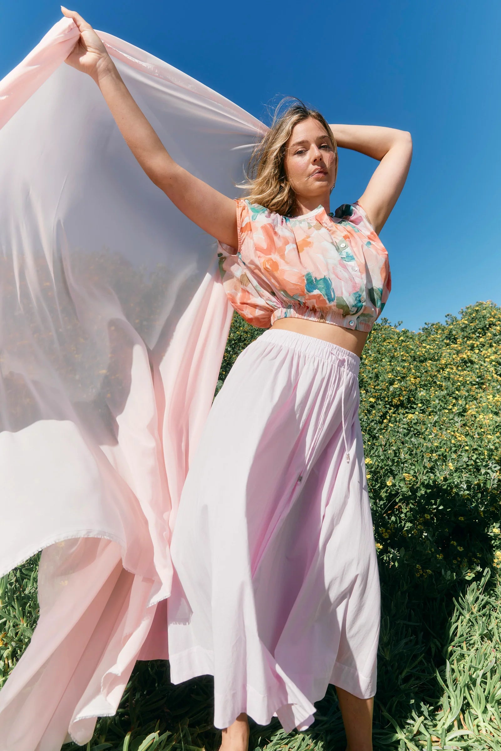 Isle of Mine Rosa Reversible Crop Top White Pink or Floral