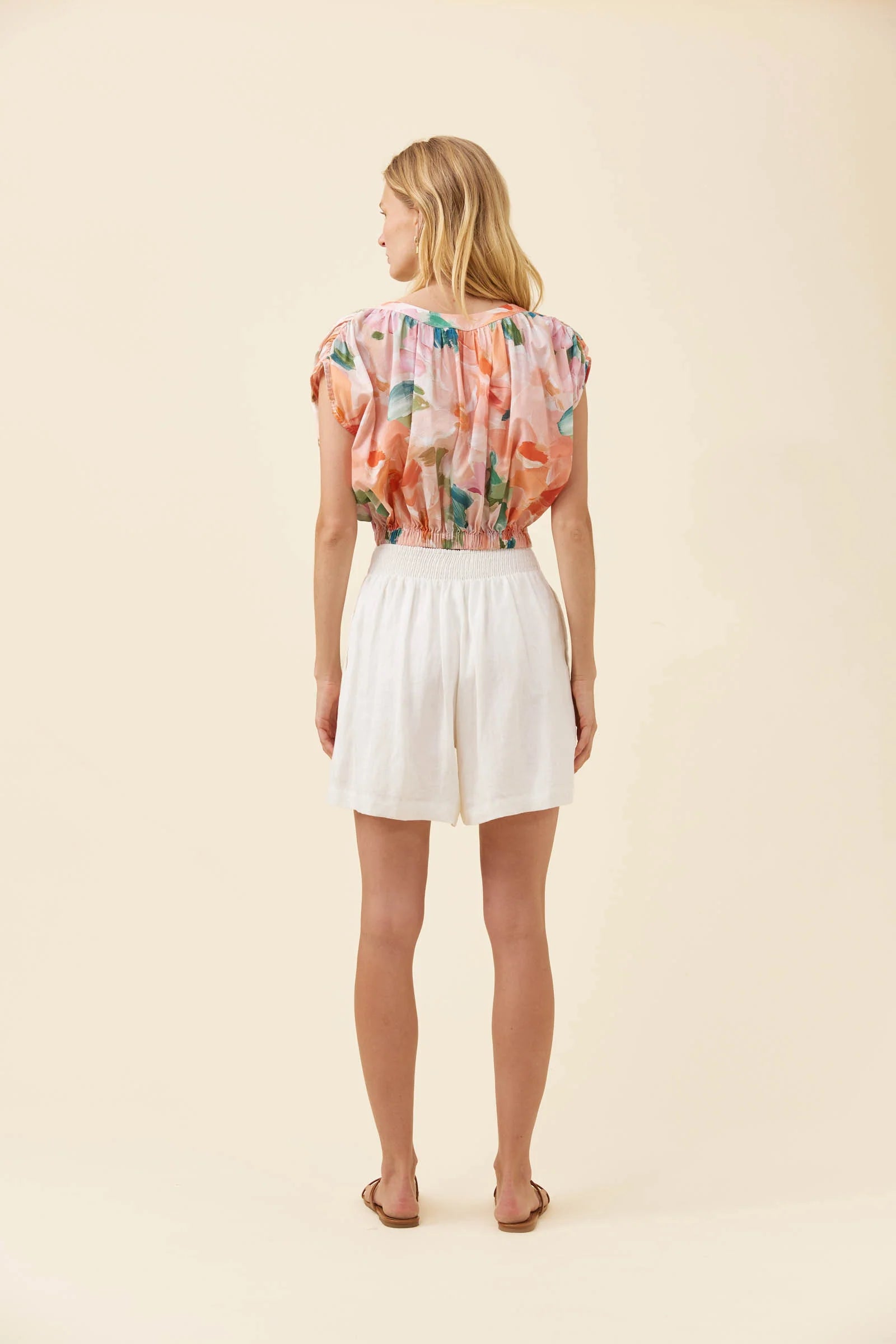 Isle of Mine Rosa Reversible Crop Top White Pink or Floral