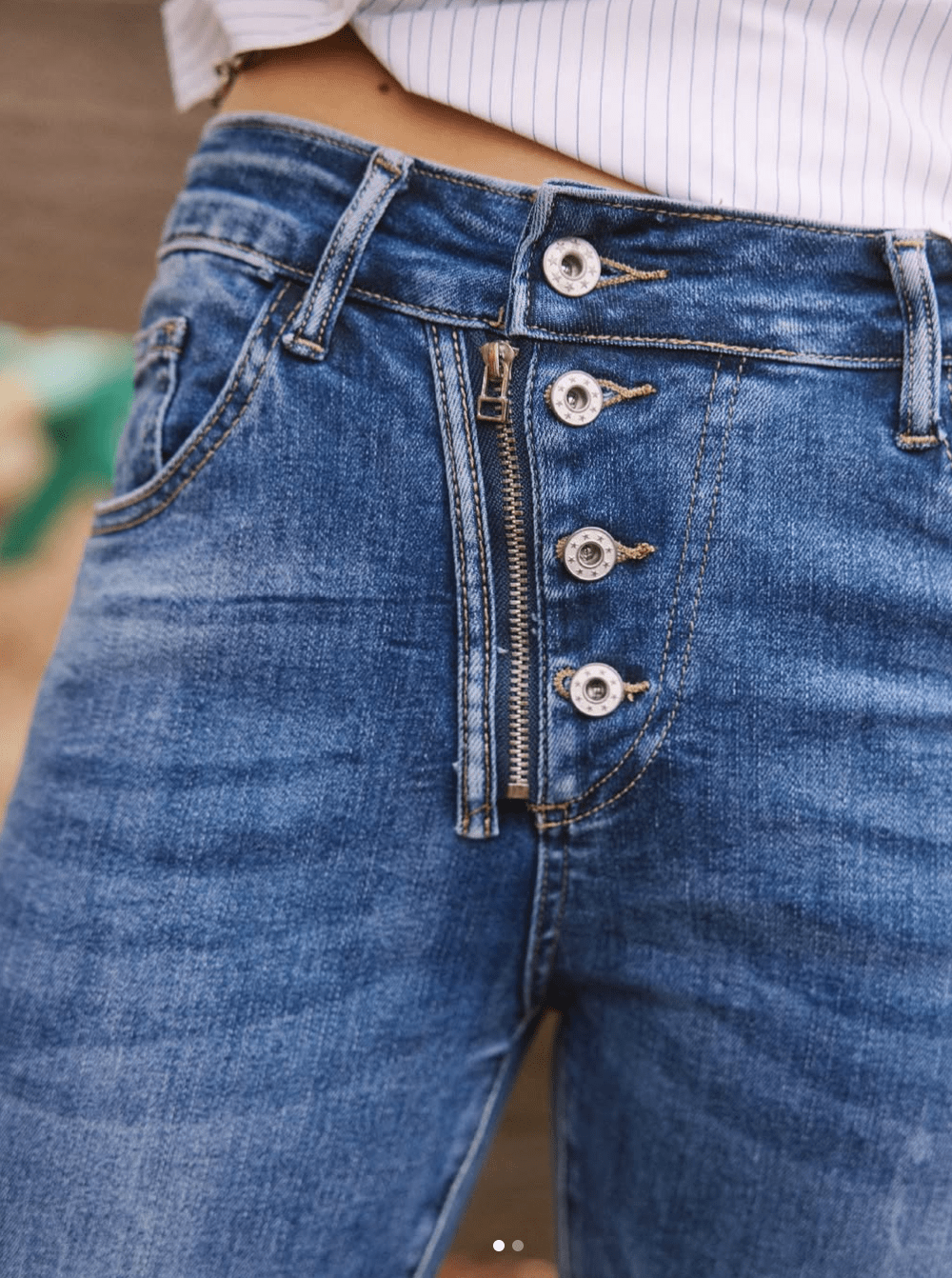 Italian Star Button Jean Denim Dark Wash