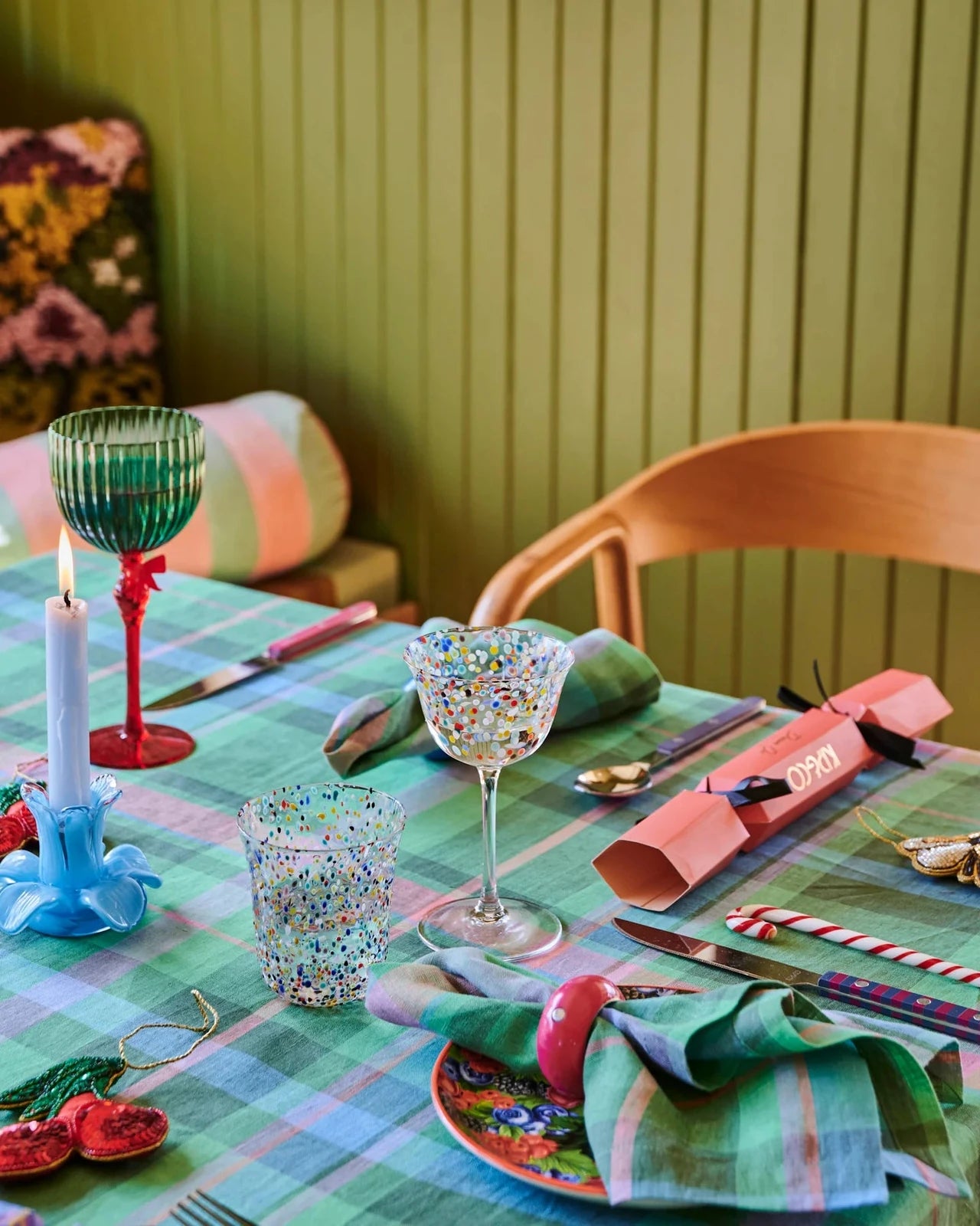 Kip & Co Jewel of the Nile Tartan Linen Tablecloth Large Rectangular