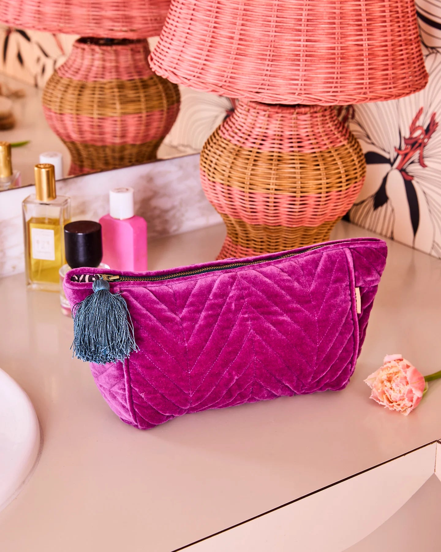 Kip & Co Velvet Toiletry Bag Wild Grape