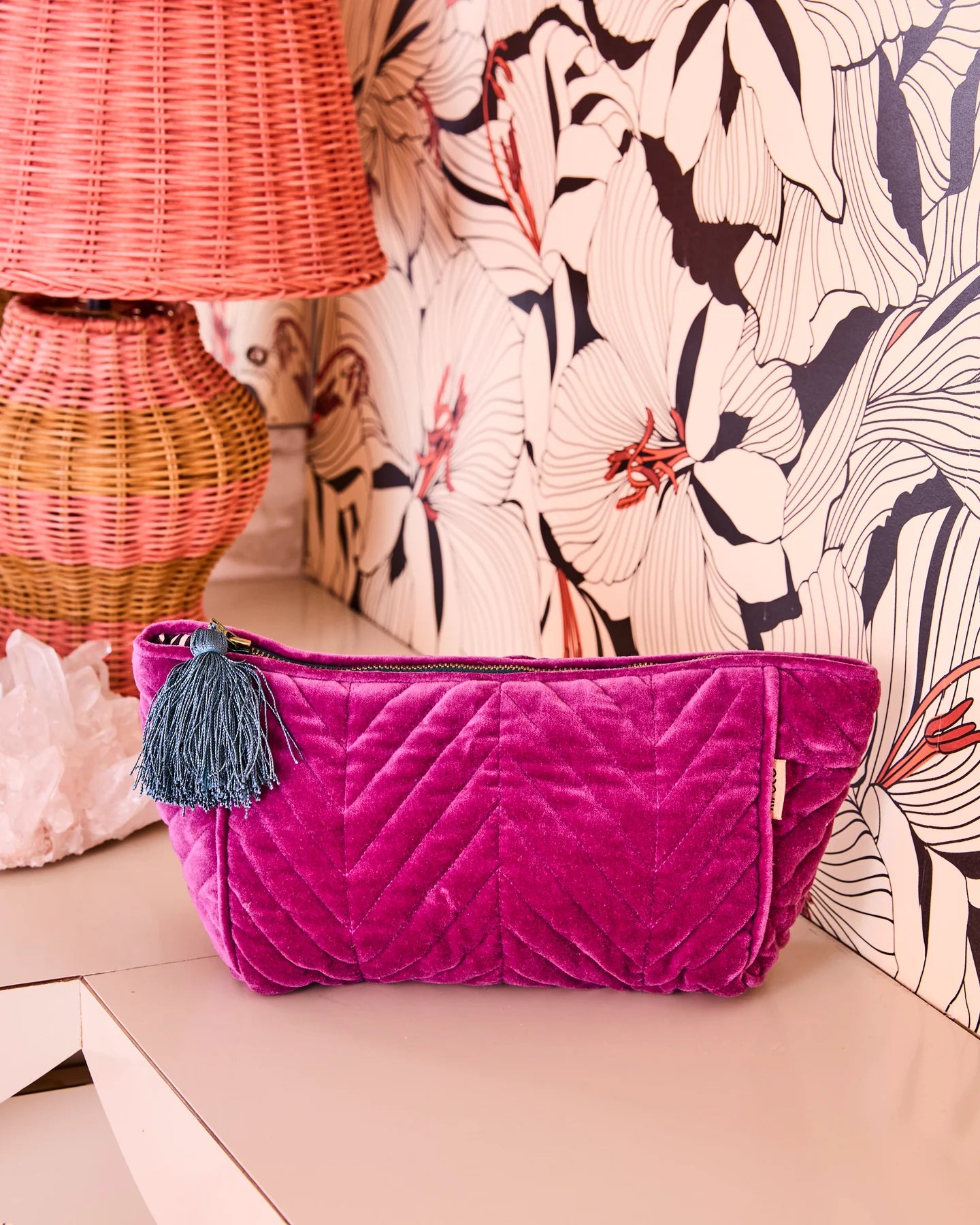 Kip & Co Velvet Toiletry Bag Wild Grape