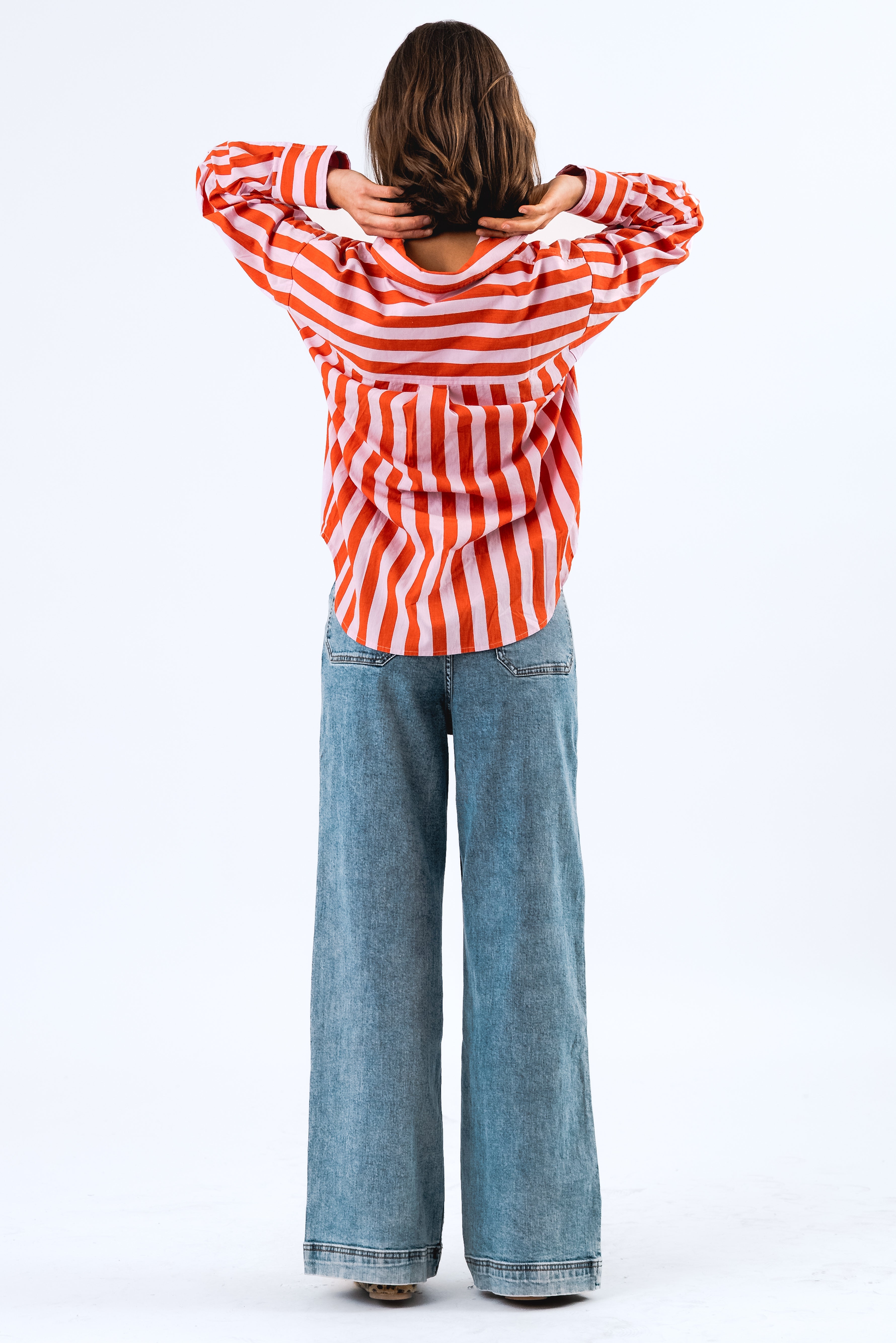 Lollys Laundry Bleeker Shirt LS Orange Pink Stripe