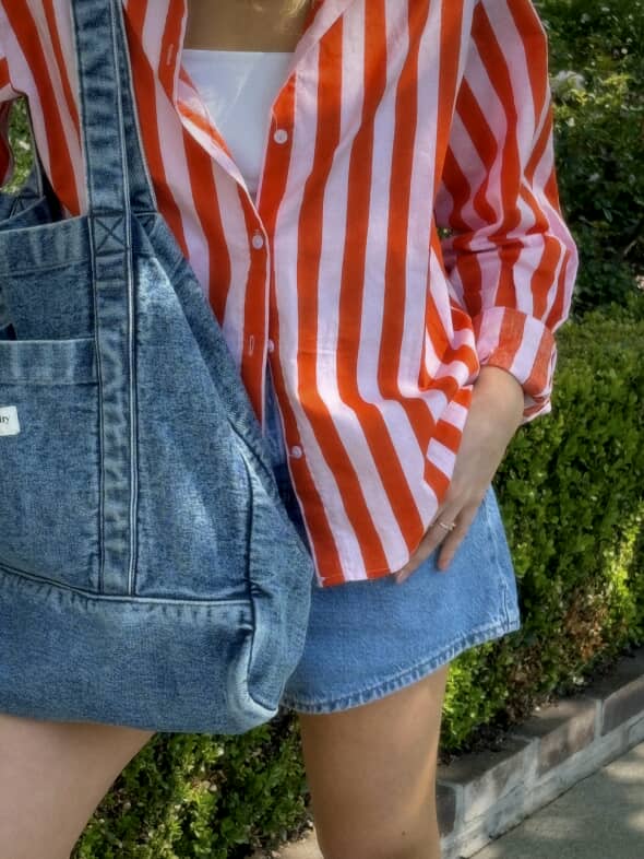 Lollys Laundry Bleeker Shirt LS Orange Pink Stripe