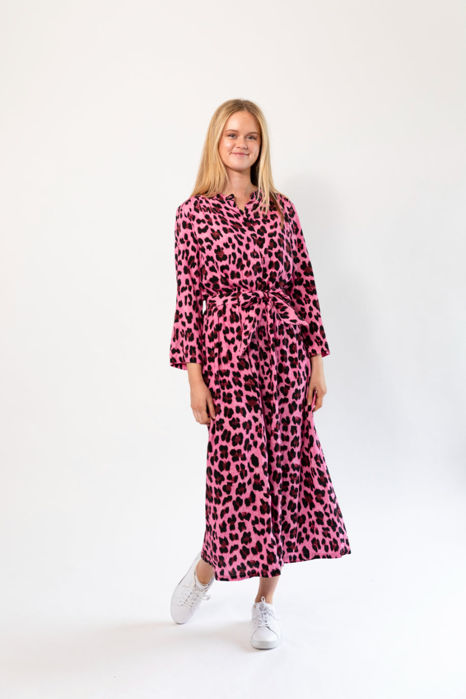 Lollys Laundry Harper Maxi Dress 3/4 Neon Pink