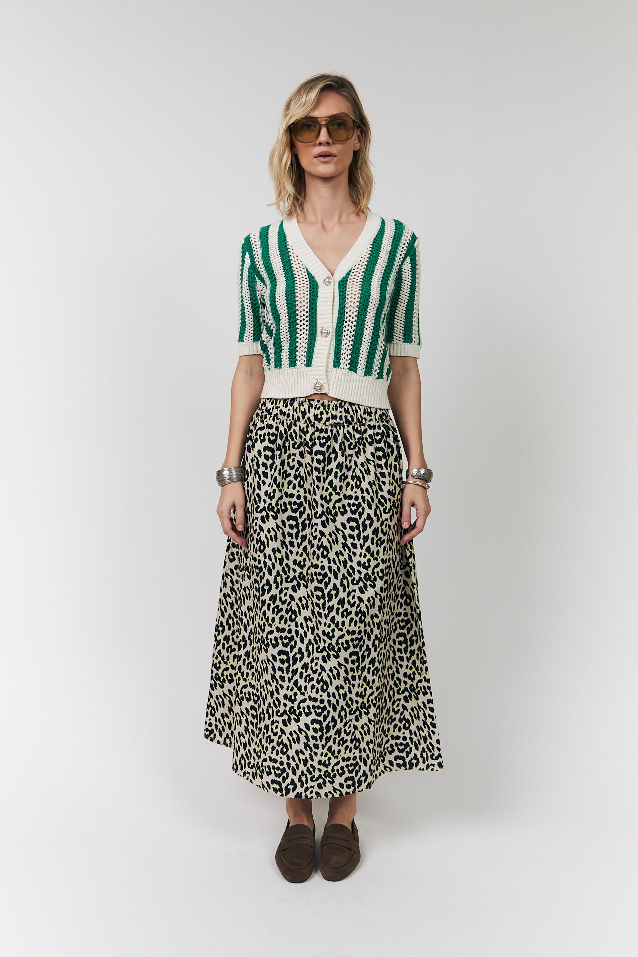 Lollys Laundry SivaLL Knit Cardigan SS Green