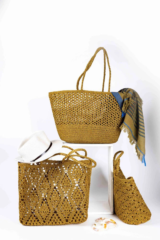 Boheme Crochet Basket Romy Gold