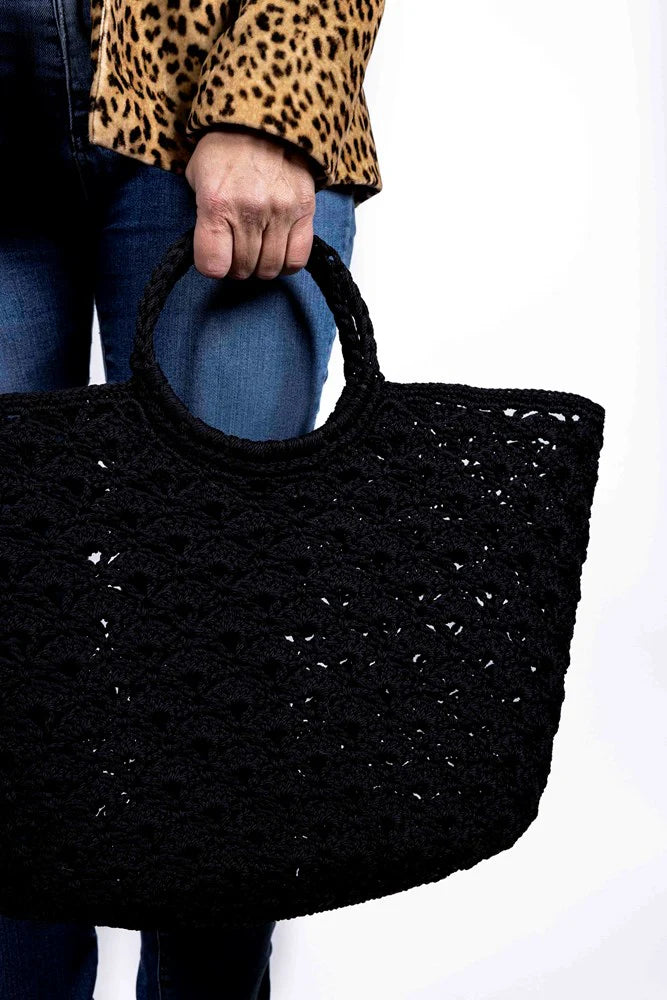 Boheme Crochet Basket Sophia Black