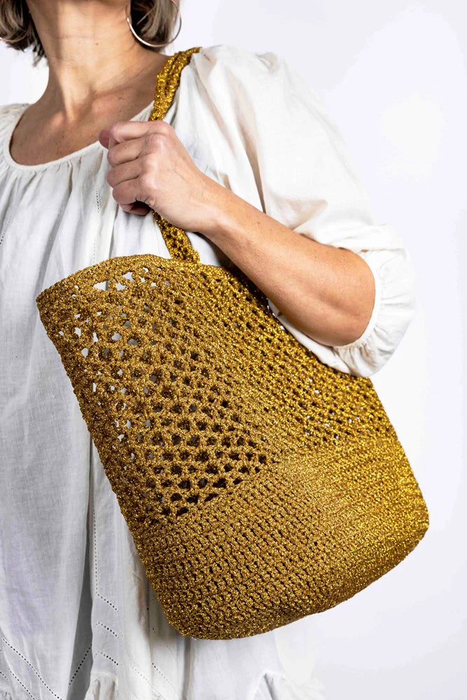 Boheme Crochet Basket Romy Gold