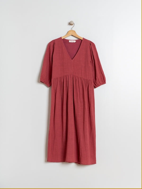 Indi + Cold Cotton Tunic Dress Raspberry