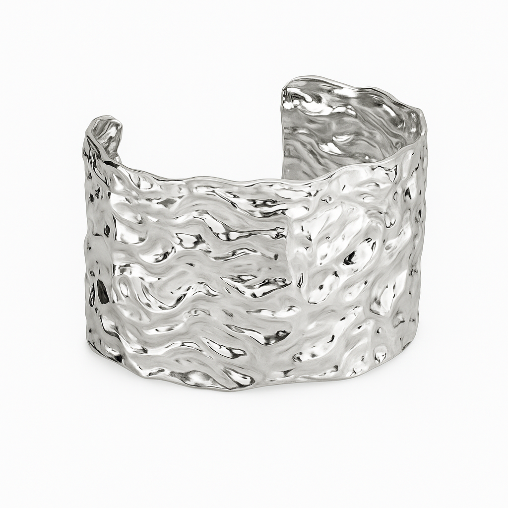 Mē the Label Baroque Molten Cuff Large Silver
