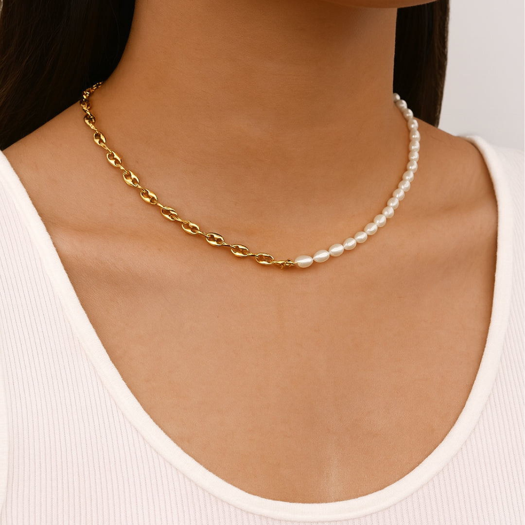 Mē the Label Pearl Link Necklace Magnetic Clasp