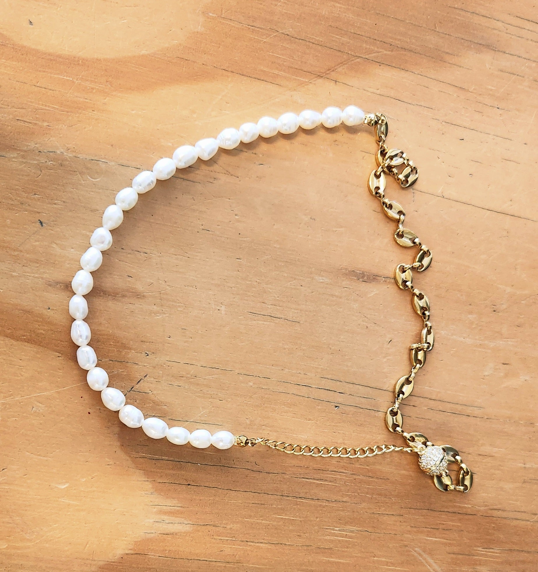 Mē the Label Pearl Link Necklace Magnetic Clasp