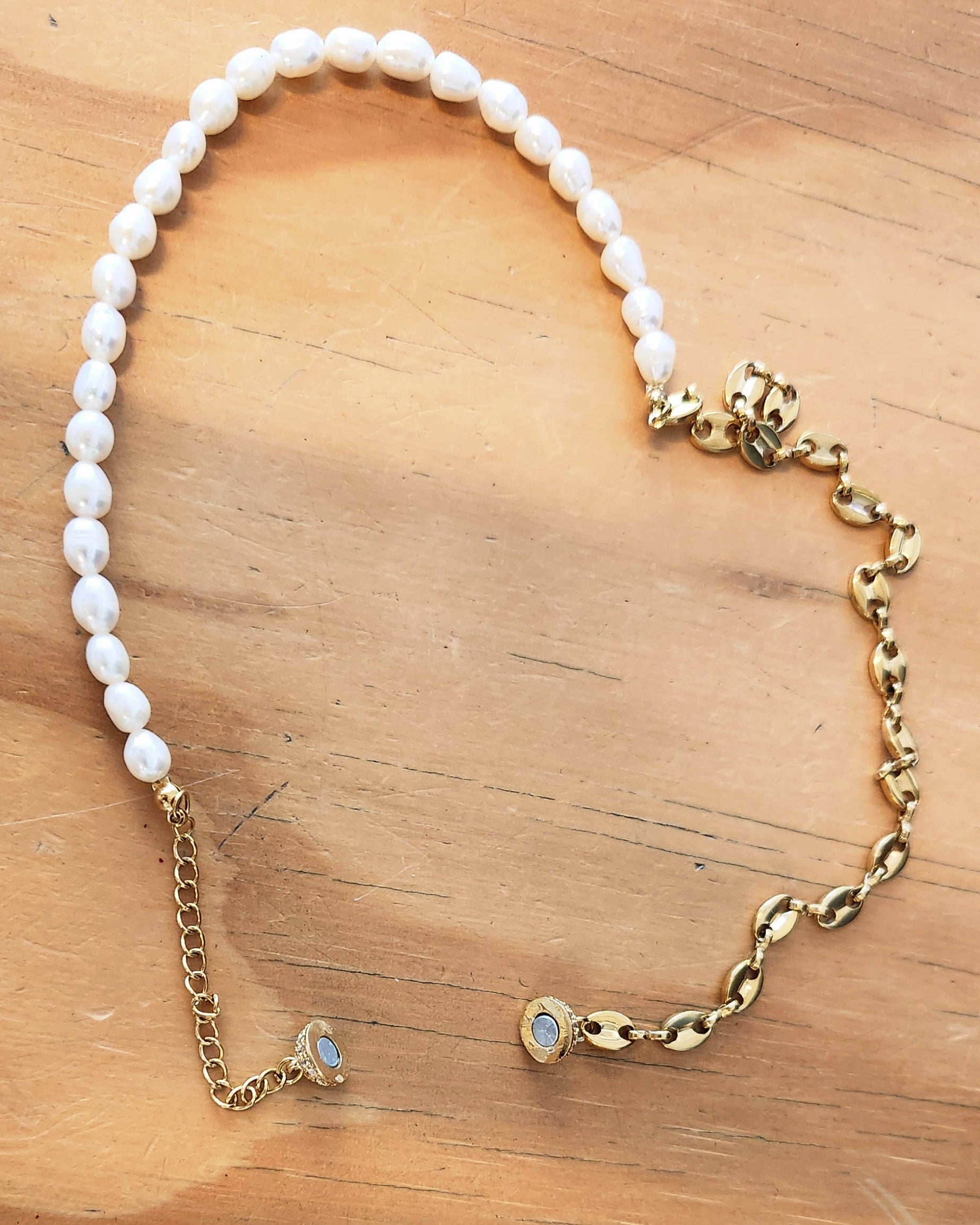 Mē the Label Pearl Link Necklace Magnetic Clasp