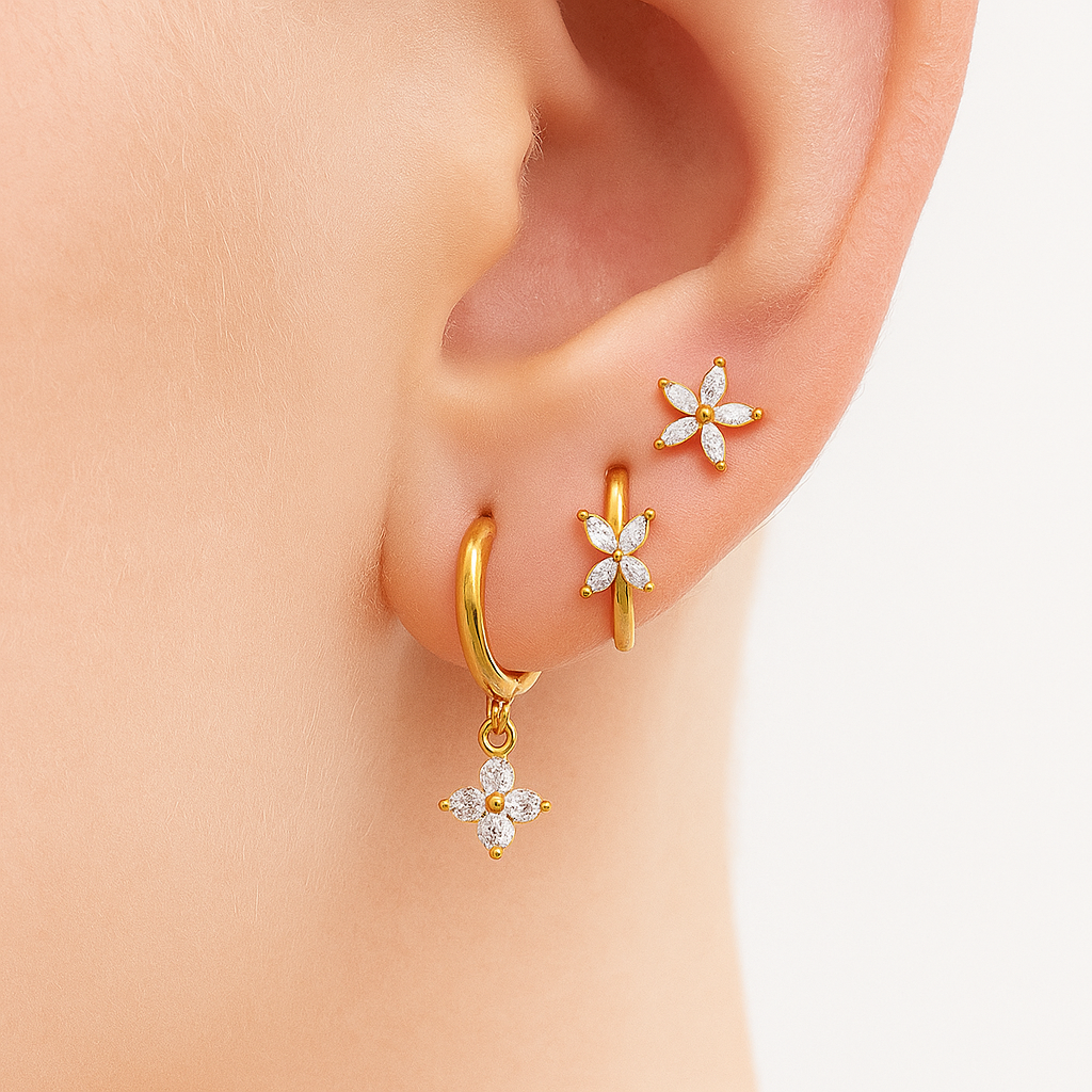 Mē the Label Petal Trio Earrings 3 Pair