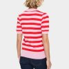 Saint Tropez Mila SS Block Stripe Pullover Pink Flame