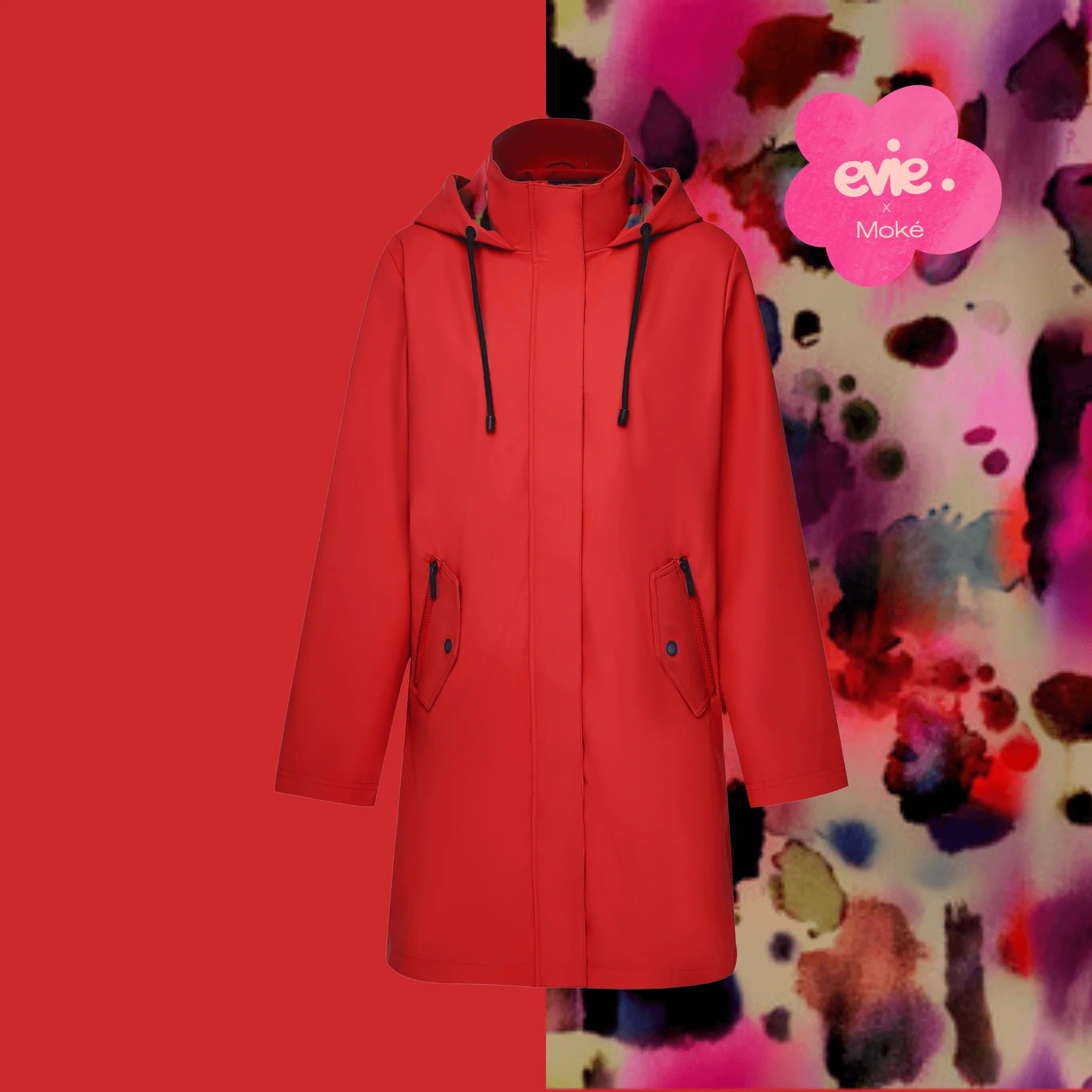 Moke Billie Raincoat Cherry Tomato with Evie Alternative Animal