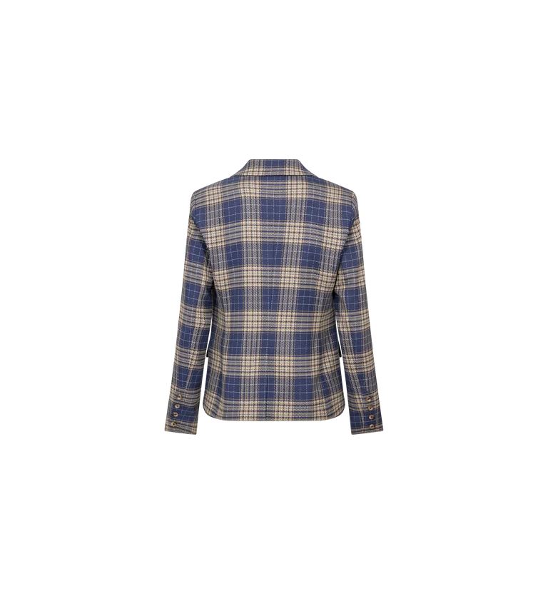 Mos Mosh Blake Checker Blazer Crown Blue