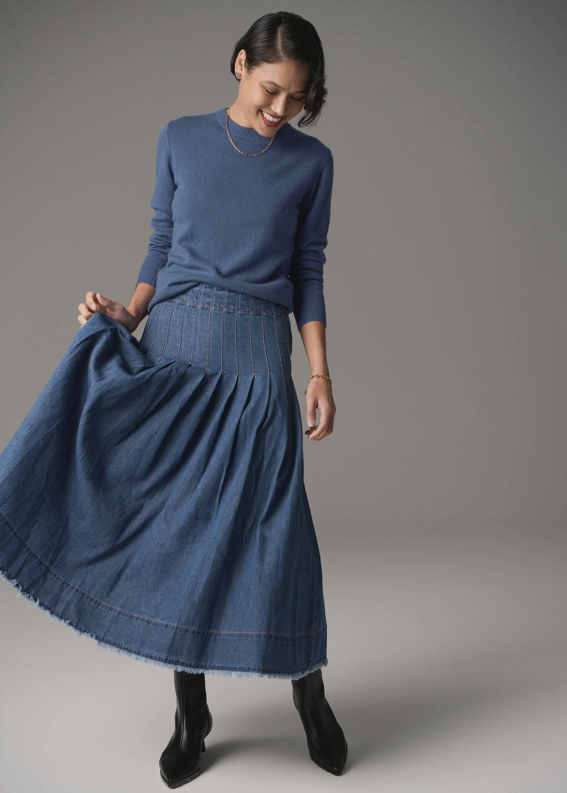 POL Reece Skirt Denim Blue Wash