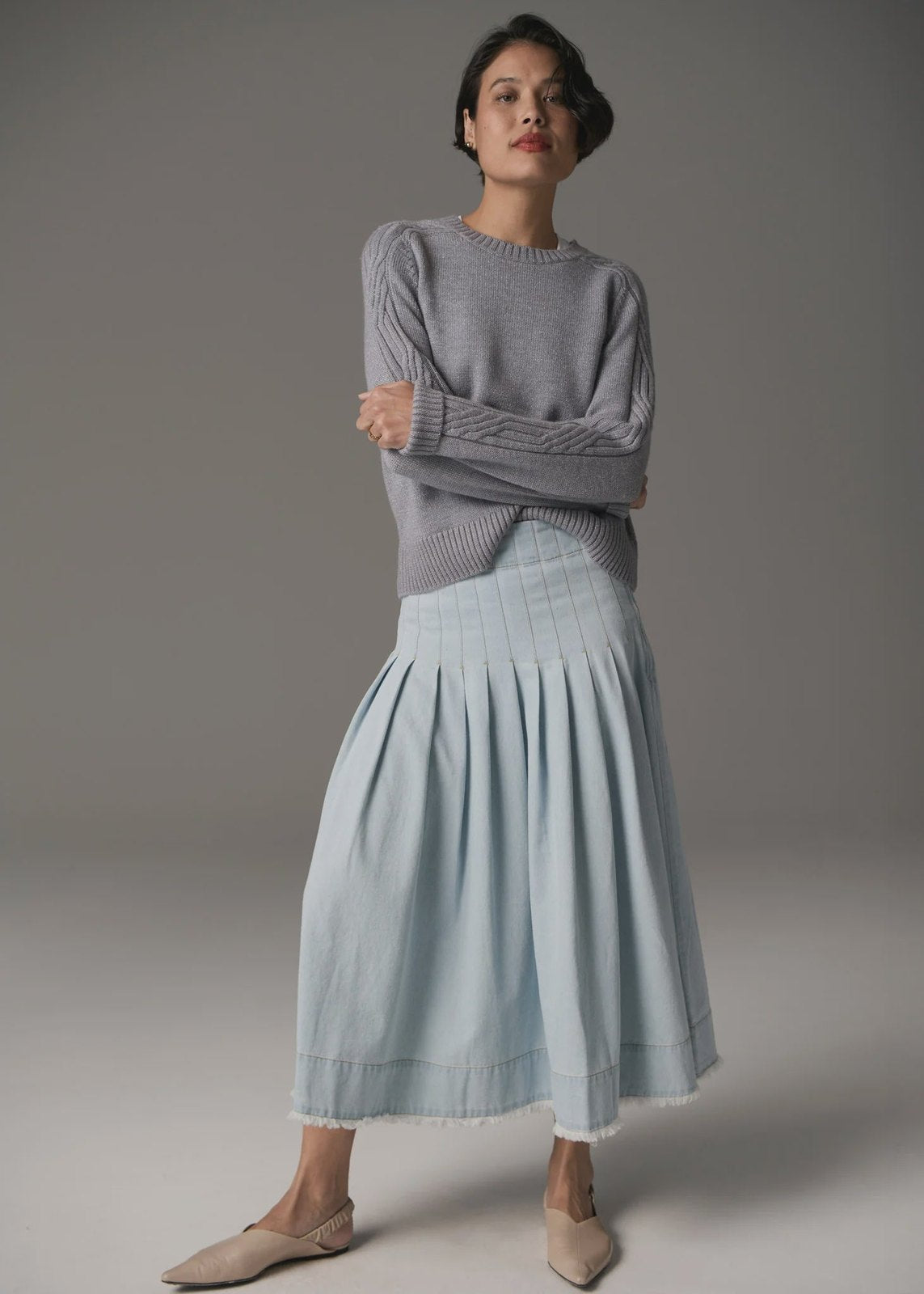 POL Reece Skirt Denim Light Wash