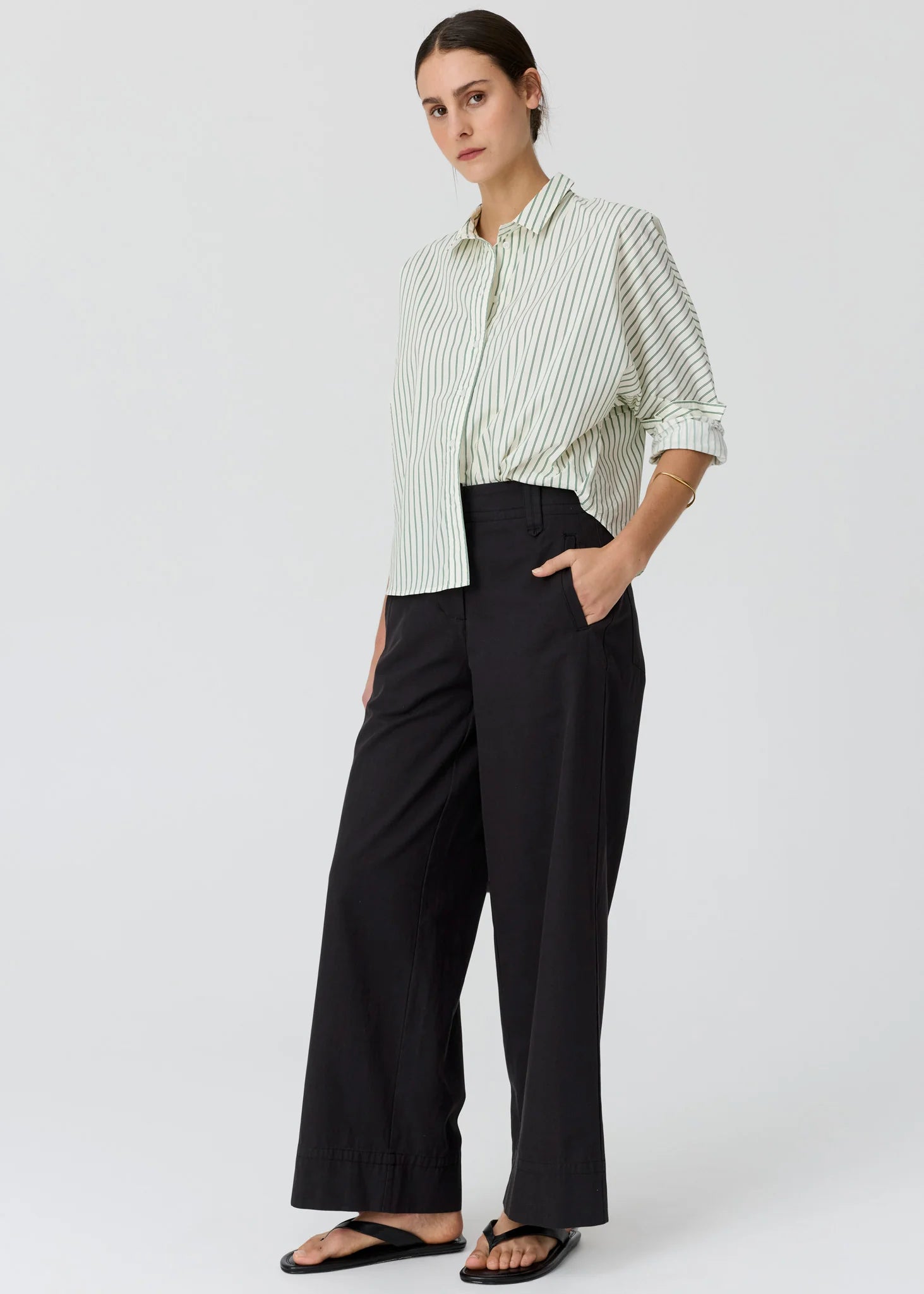 Pol Botanica Stripe Shirt Botanica Print