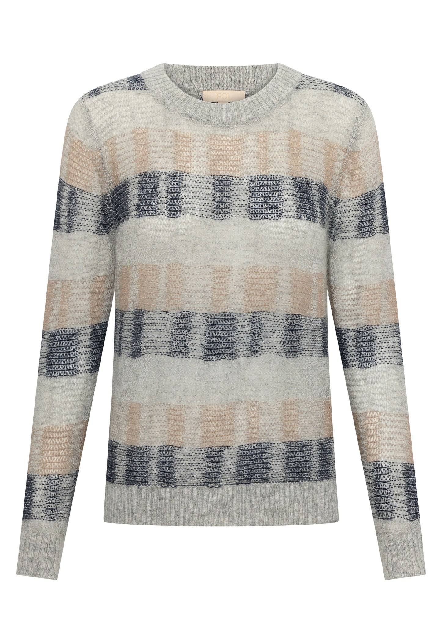 Pol Ciara Stripe Textured Knit Char/Silver/Ivory