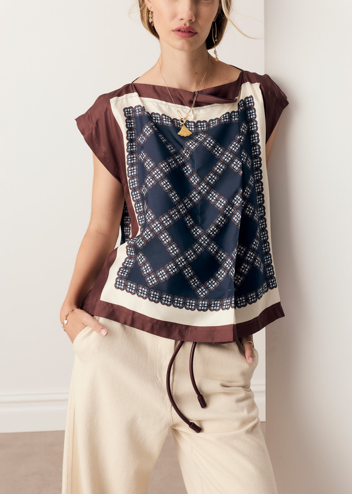 POL Eden Top Eden Scarf Print