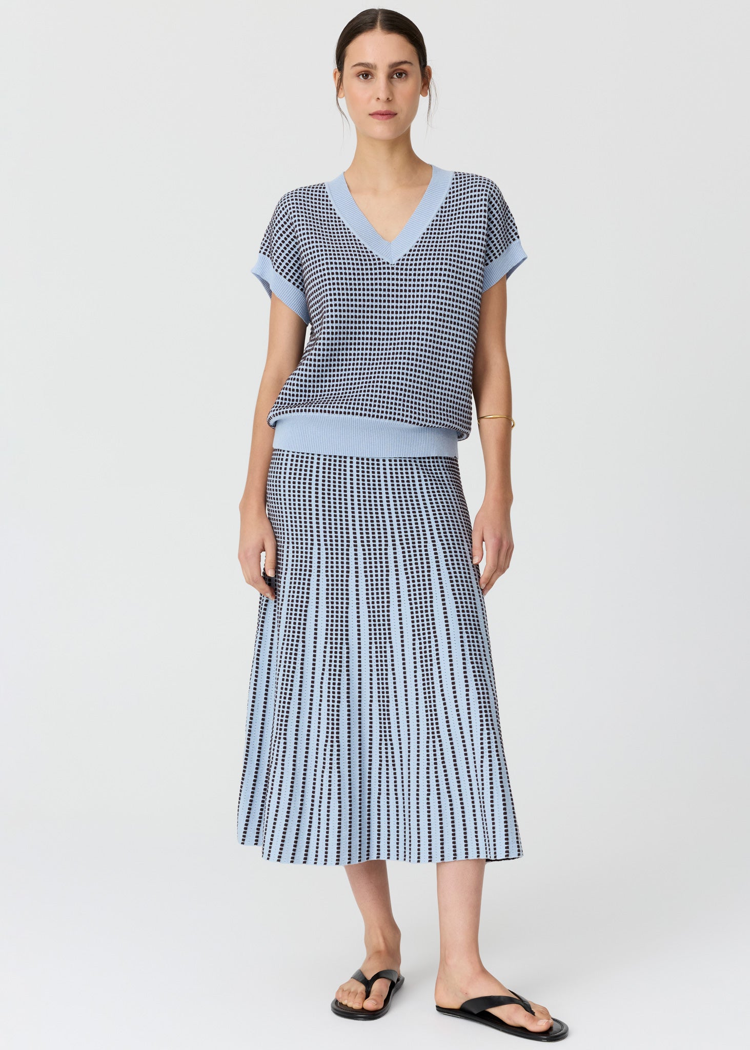 POL Evelyn Knit Top Blue Choc