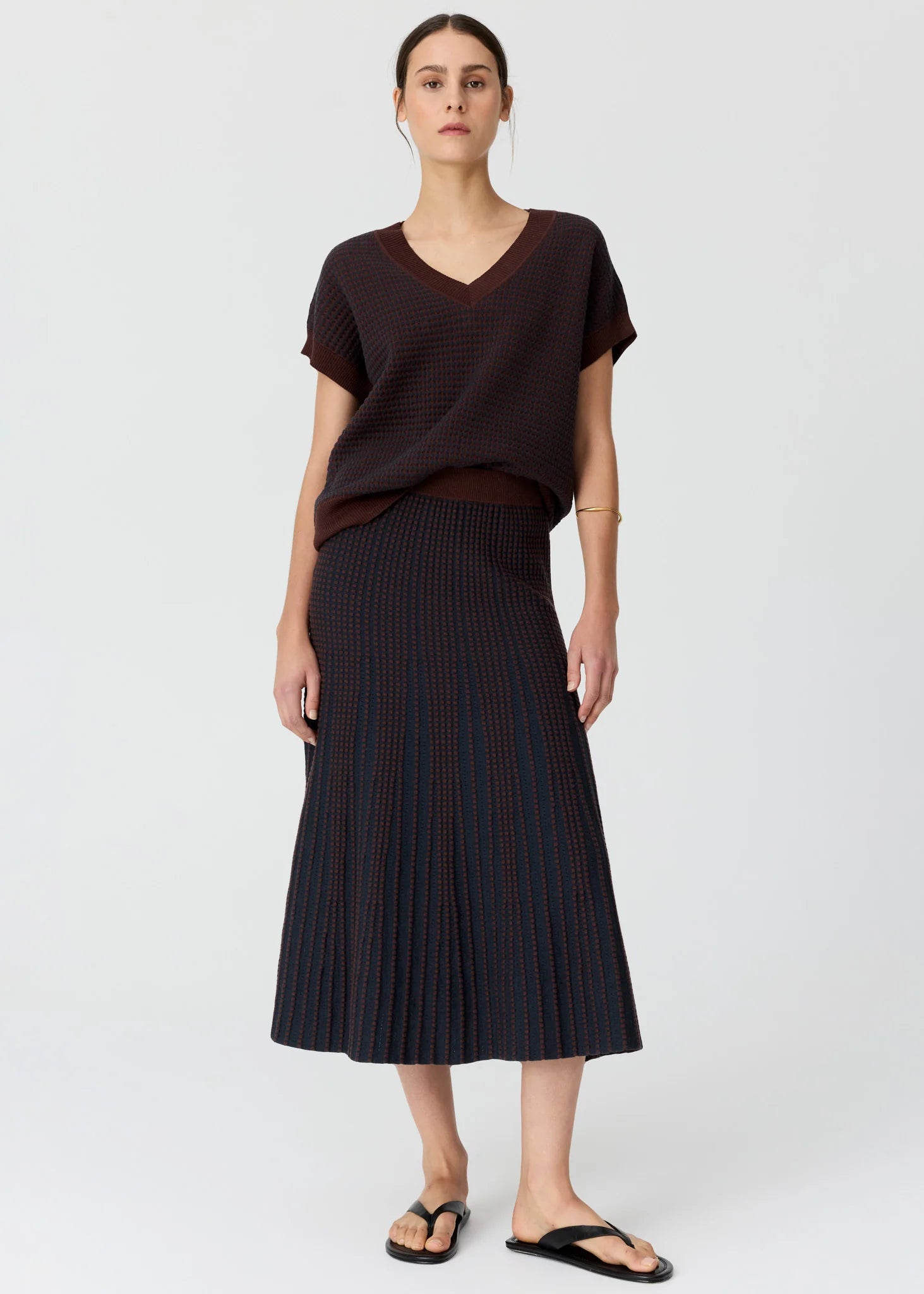 POL Evelyn Knit Top Choc Ink
