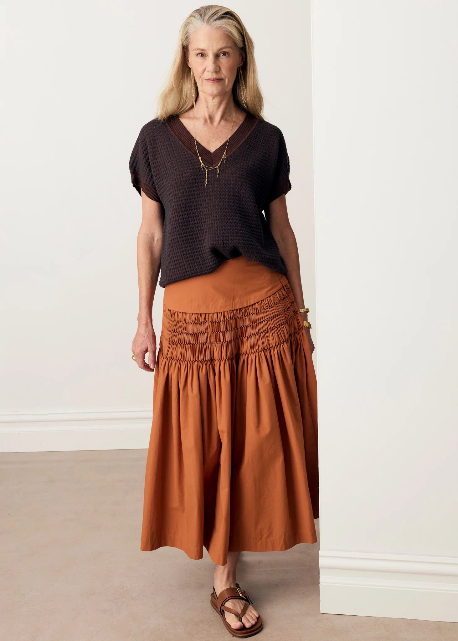 POL Evelyn Knit Top Choc Ink