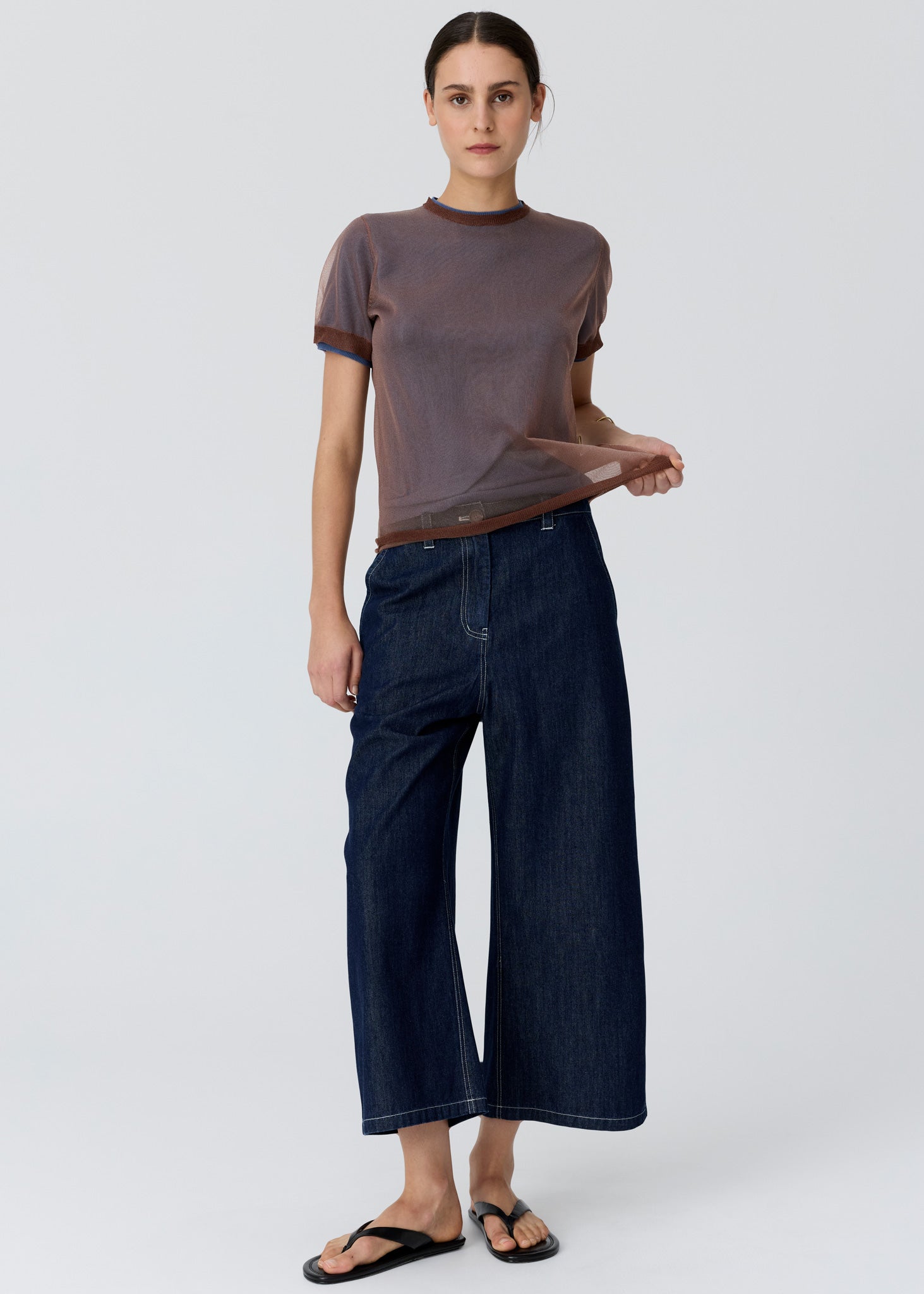 POL Kaspar Layered Tee Choc Blue