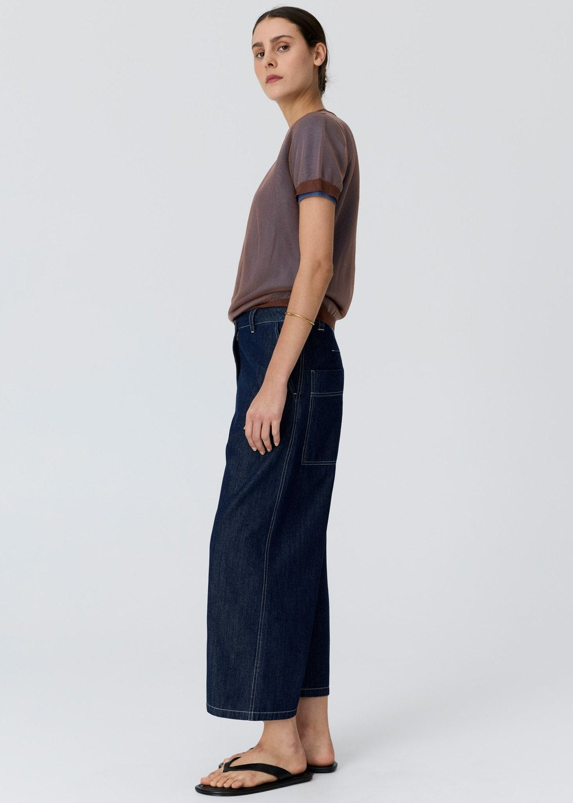 POL Kaspar Layered Tee Choc Blue
